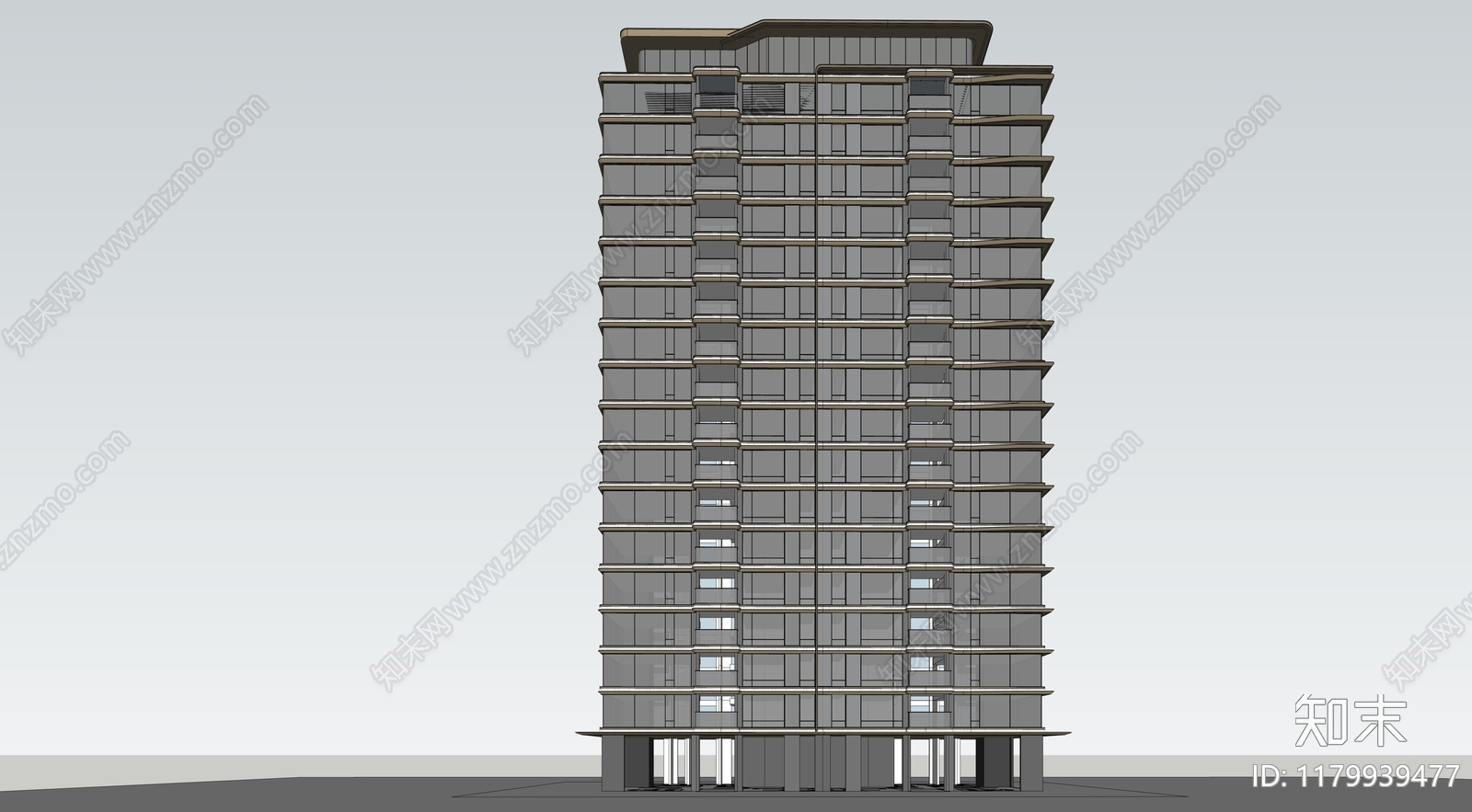 现代轻奢高层住宅SU模型下载【ID:1179939477】