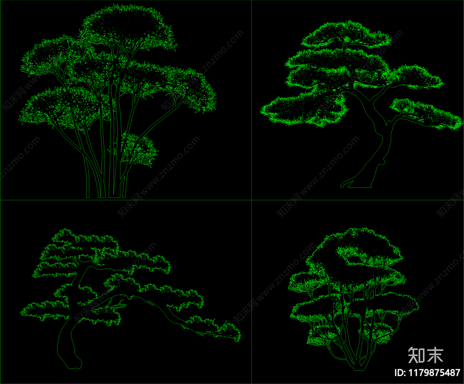 新中式树cad施工图下载【ID:1179875487】