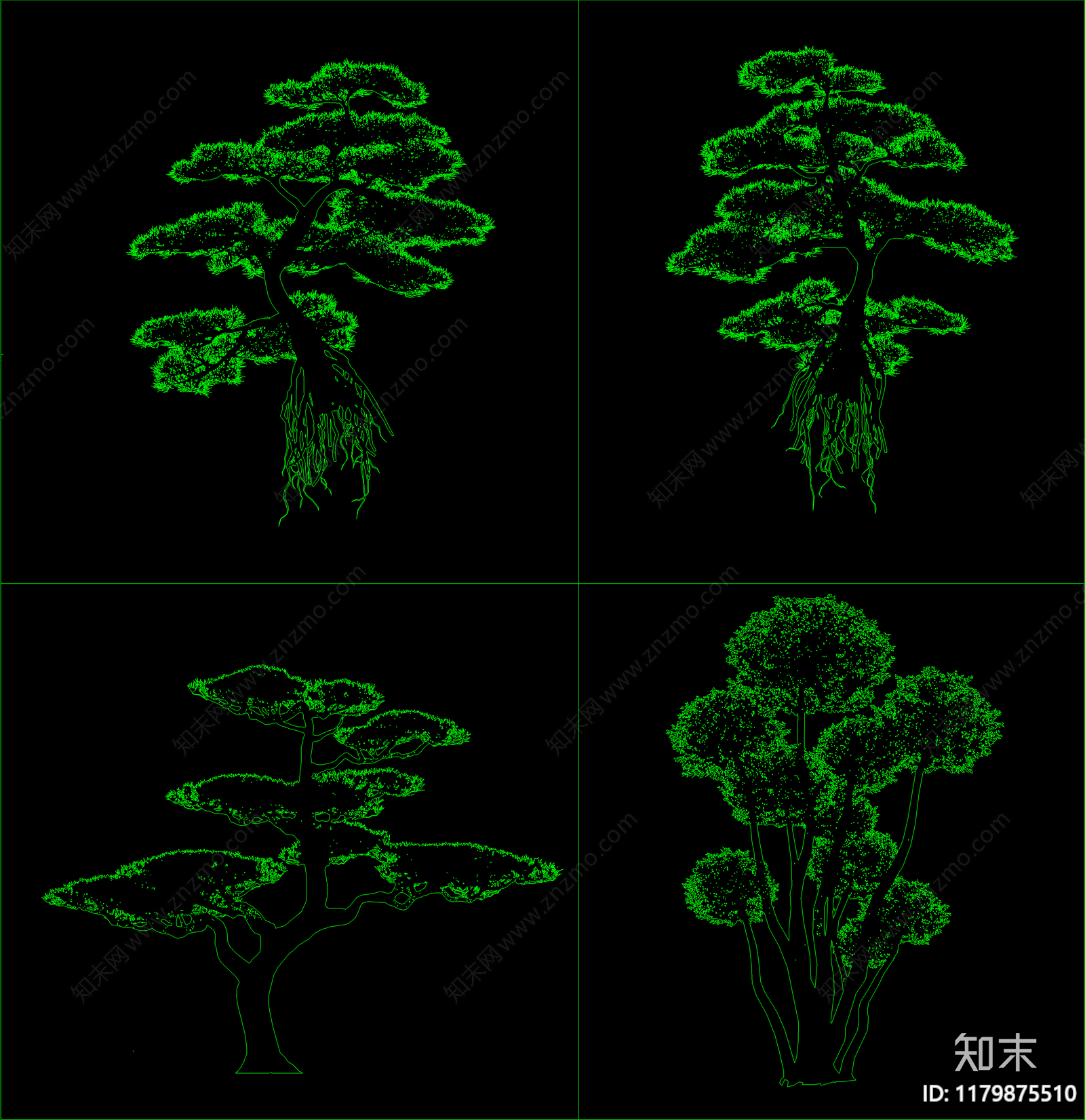 新中式树cad施工图下载【ID:1179875510】