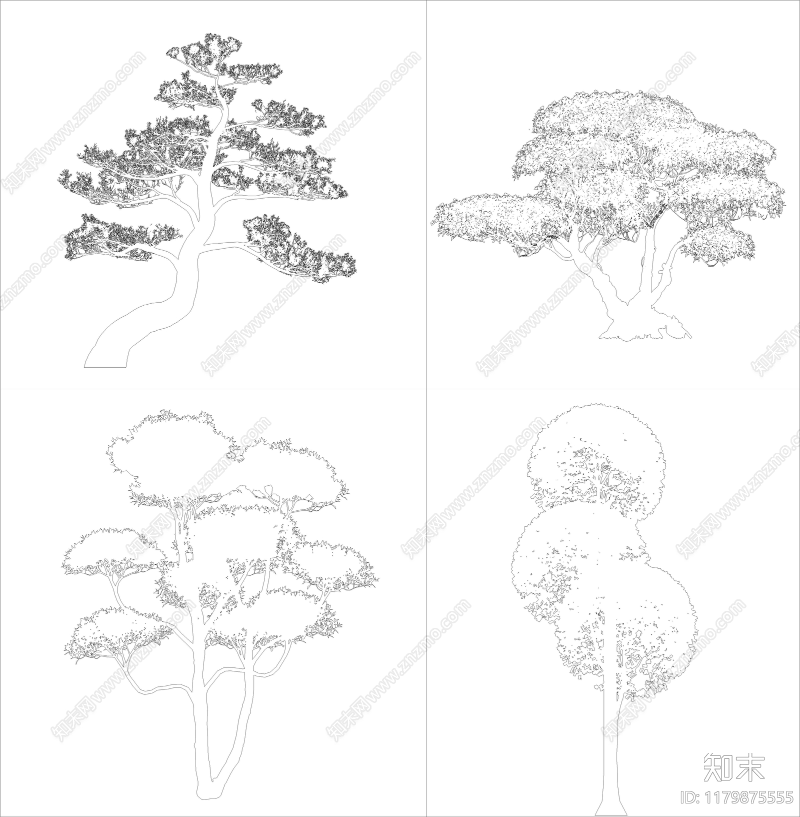 新中式树cad施工图下载【ID:1179875555】