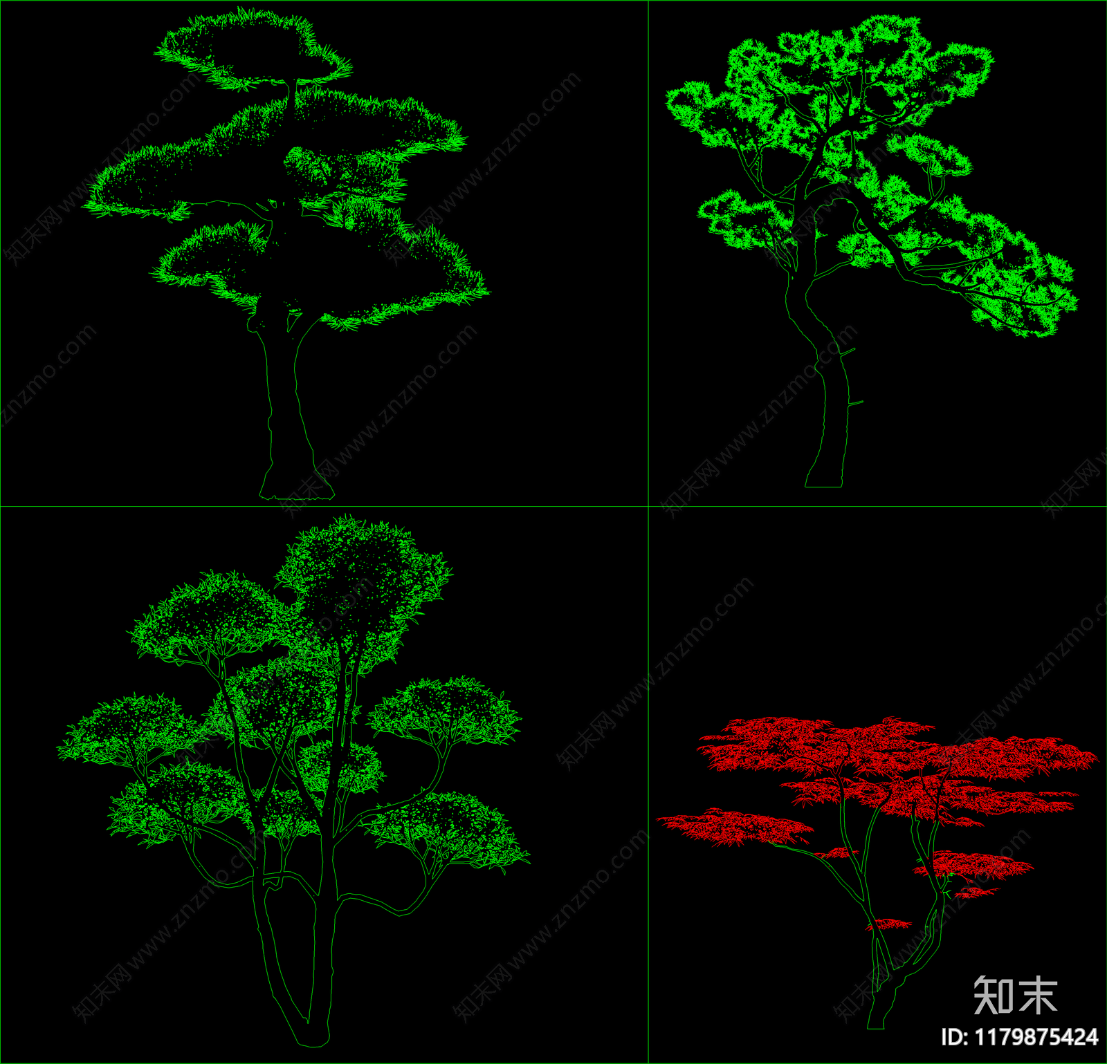 新中式树cad施工图下载【ID:1179875424】