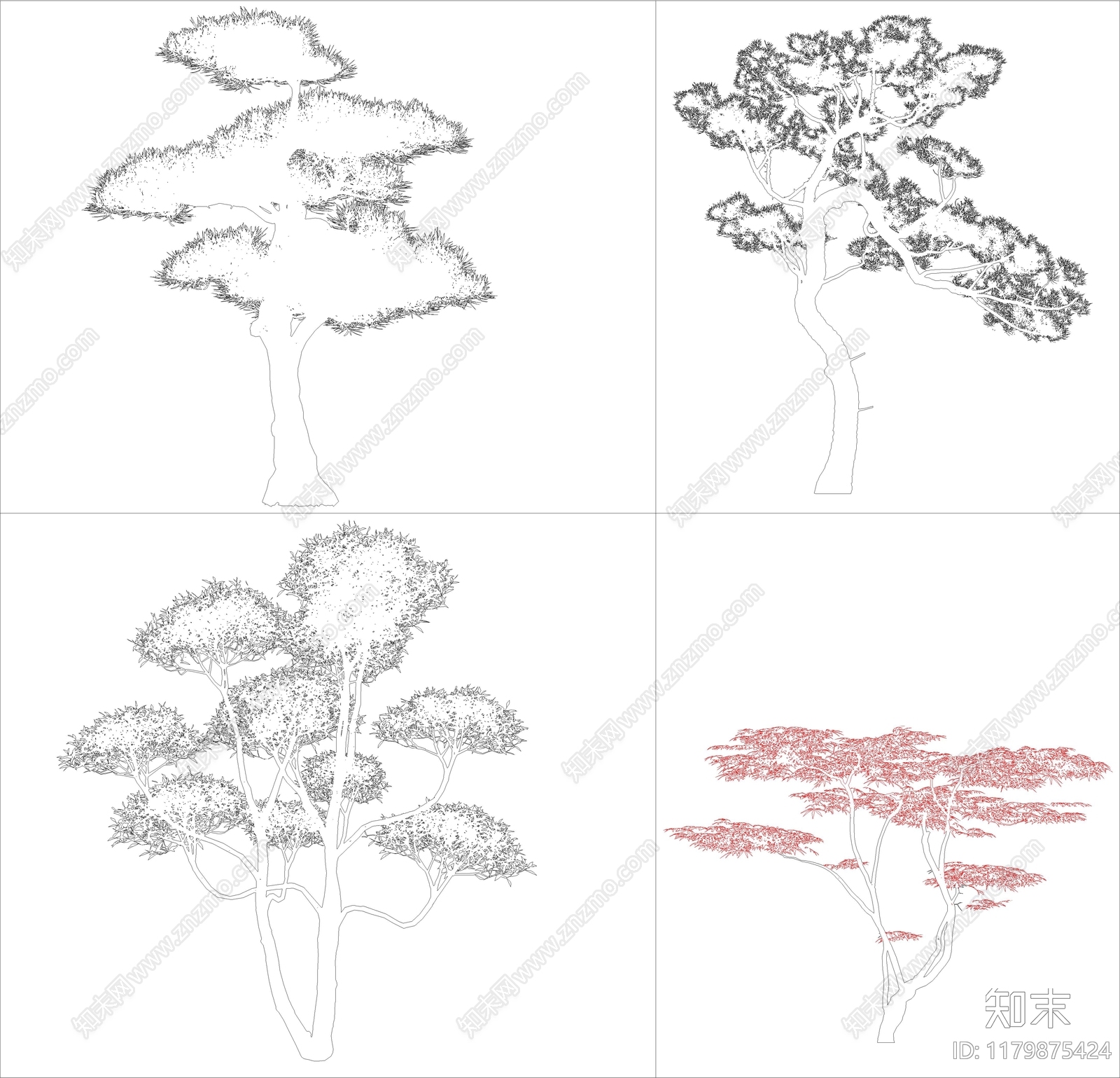 新中式树cad施工图下载【ID:1179875424】