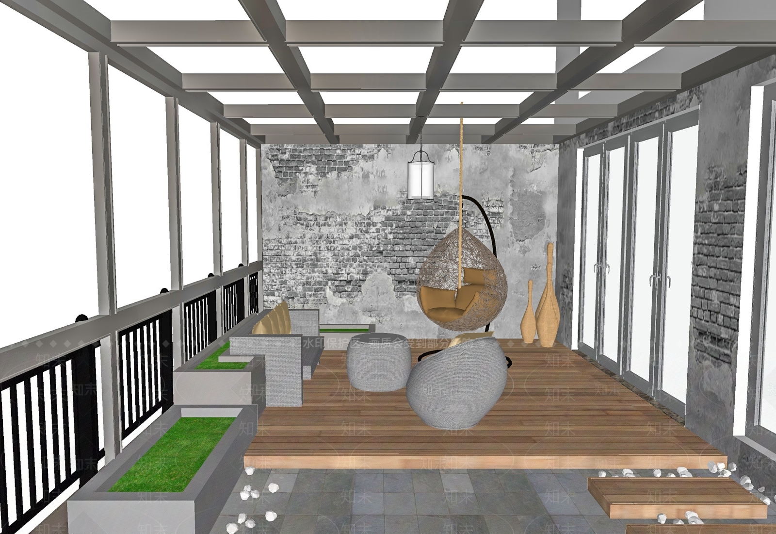 现代屋顶花园SU模型下载【ID:1179877556】