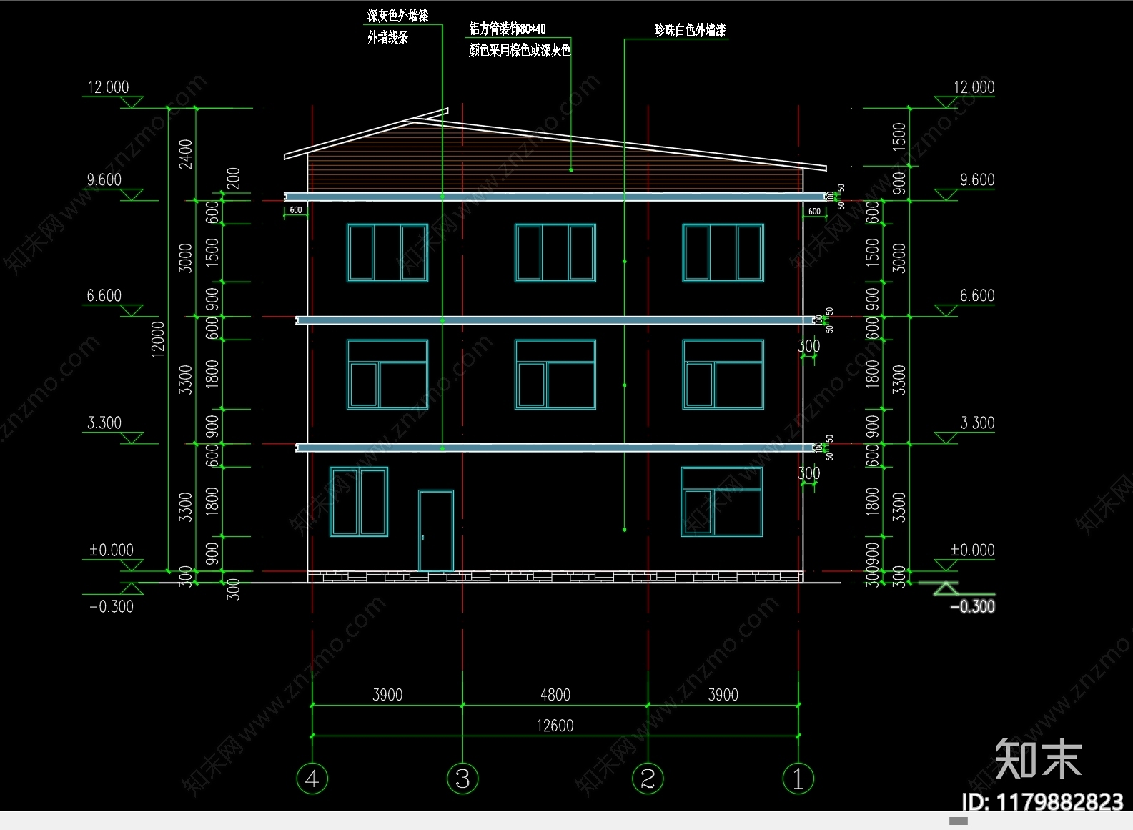 现代别墅建筑cad施工图下载【ID:1179882823】