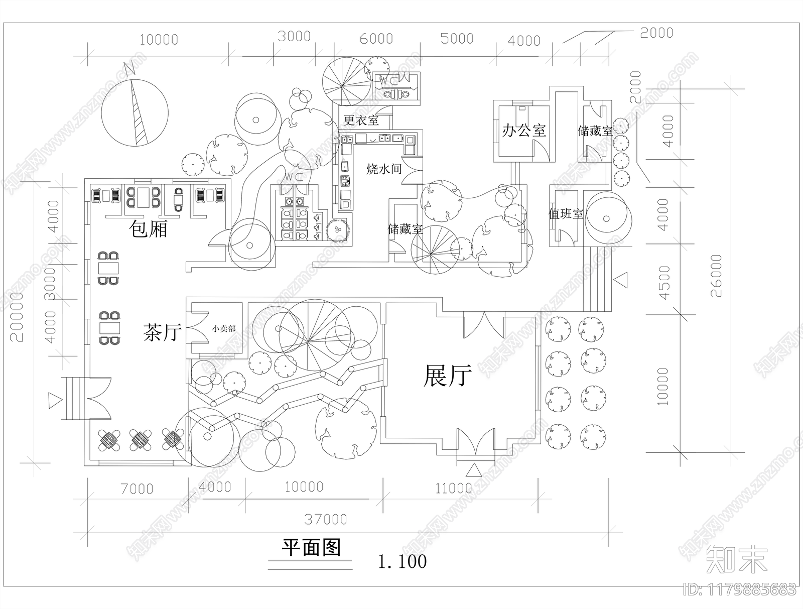 现代茶馆施工图下载【ID:1179885683】