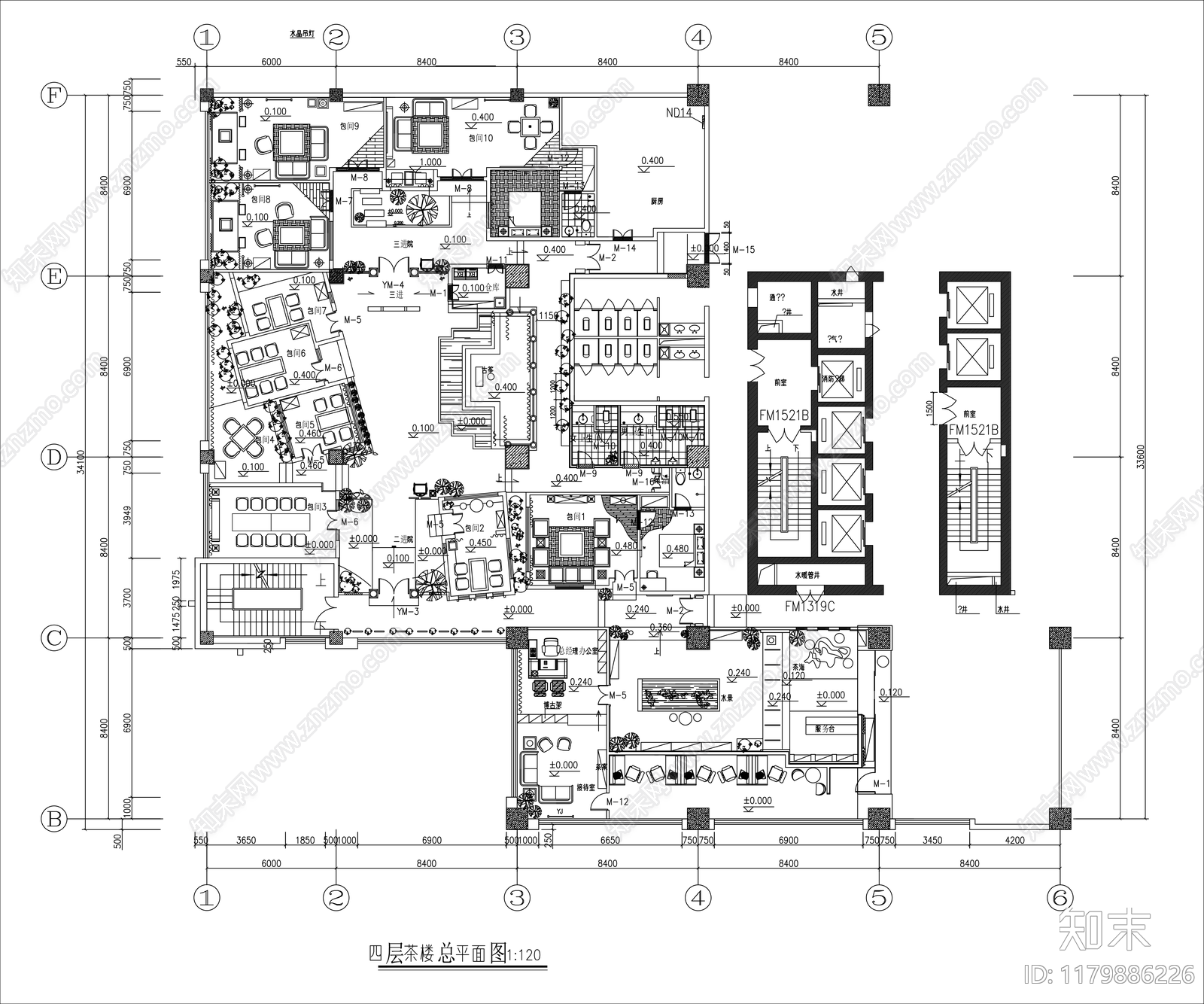 现代茶馆施工图下载【ID:1179886226】