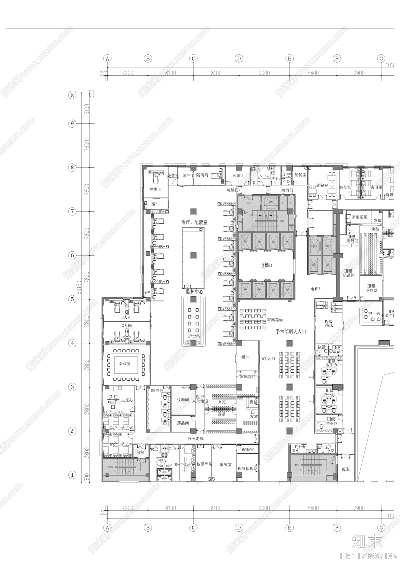 现代医院cad施工图下载【ID:1179887135】