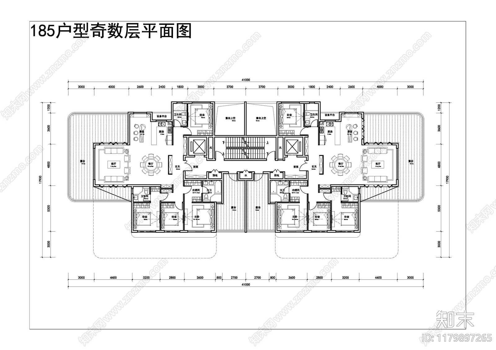 现代住宅楼建筑施工图下载【ID:1179897265】