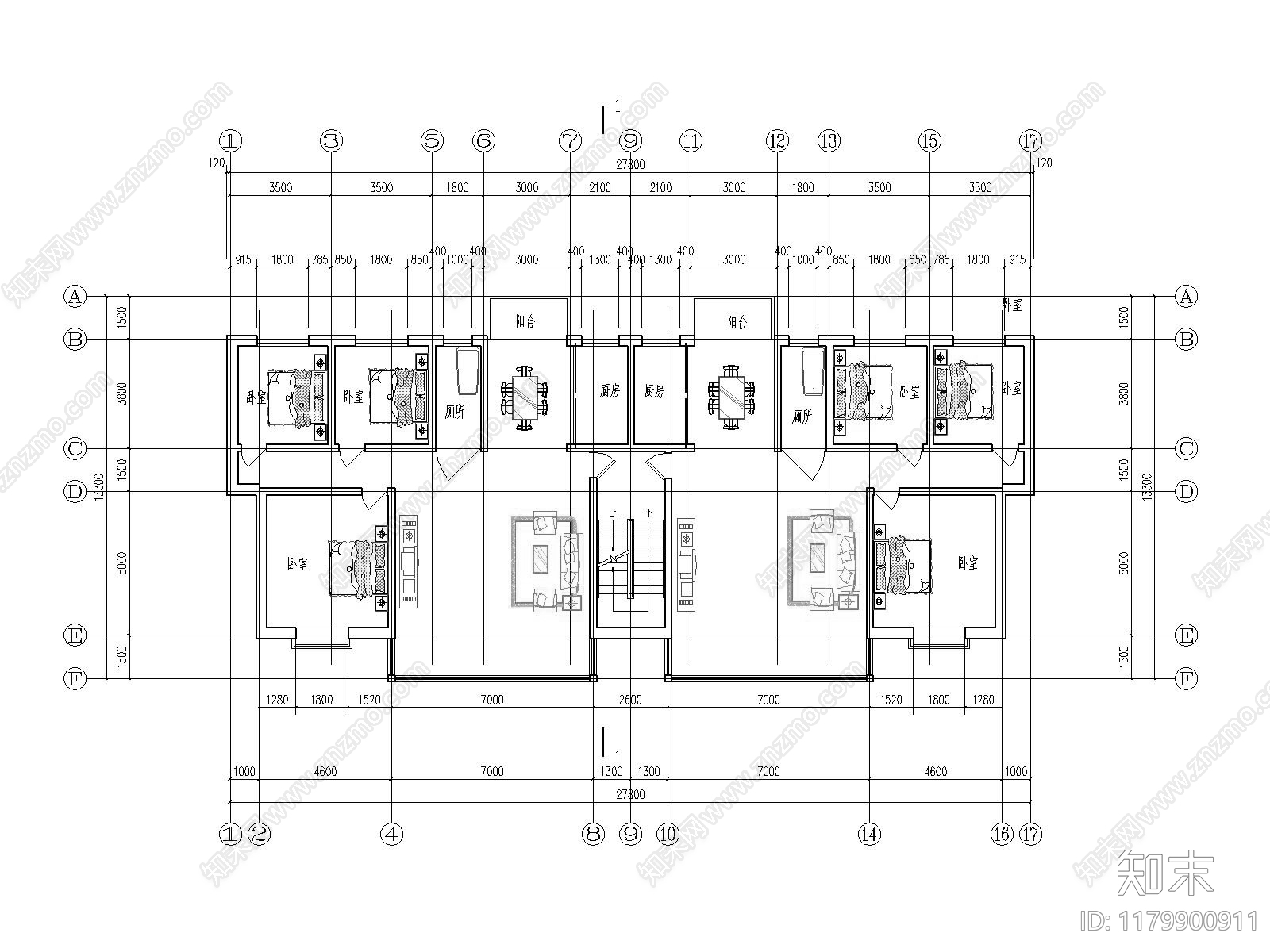 现代住宅楼建筑cad施工图下载【ID:1179900911】