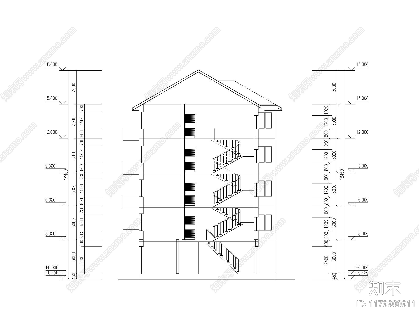 现代住宅楼建筑cad施工图下载【ID:1179900911】