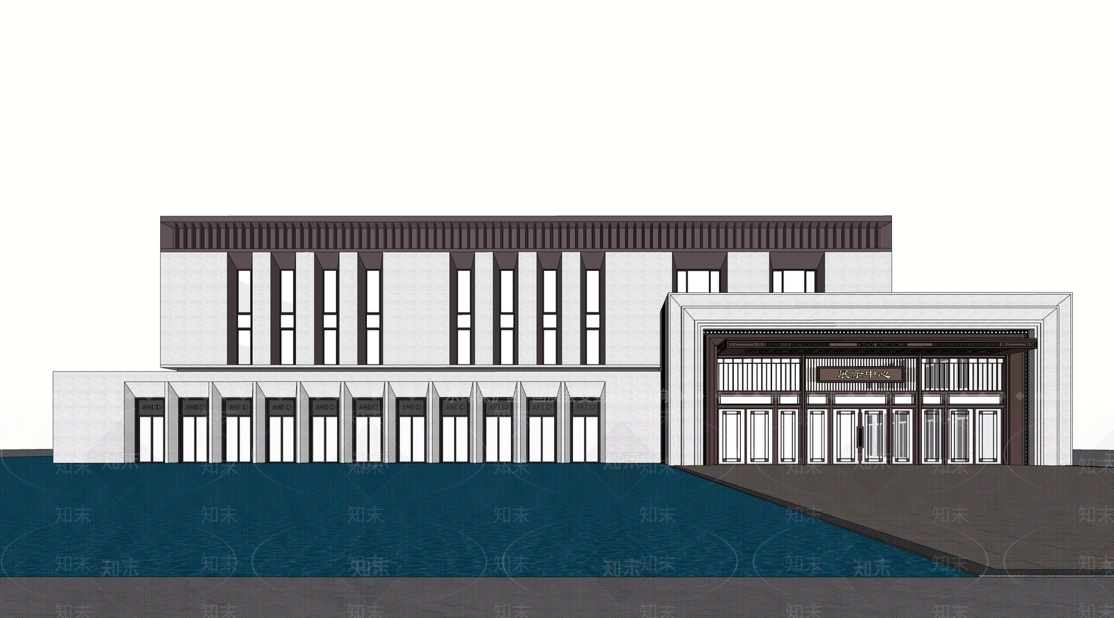 现代售楼处建筑SU模型精品下载_SketchUp模型_知末网