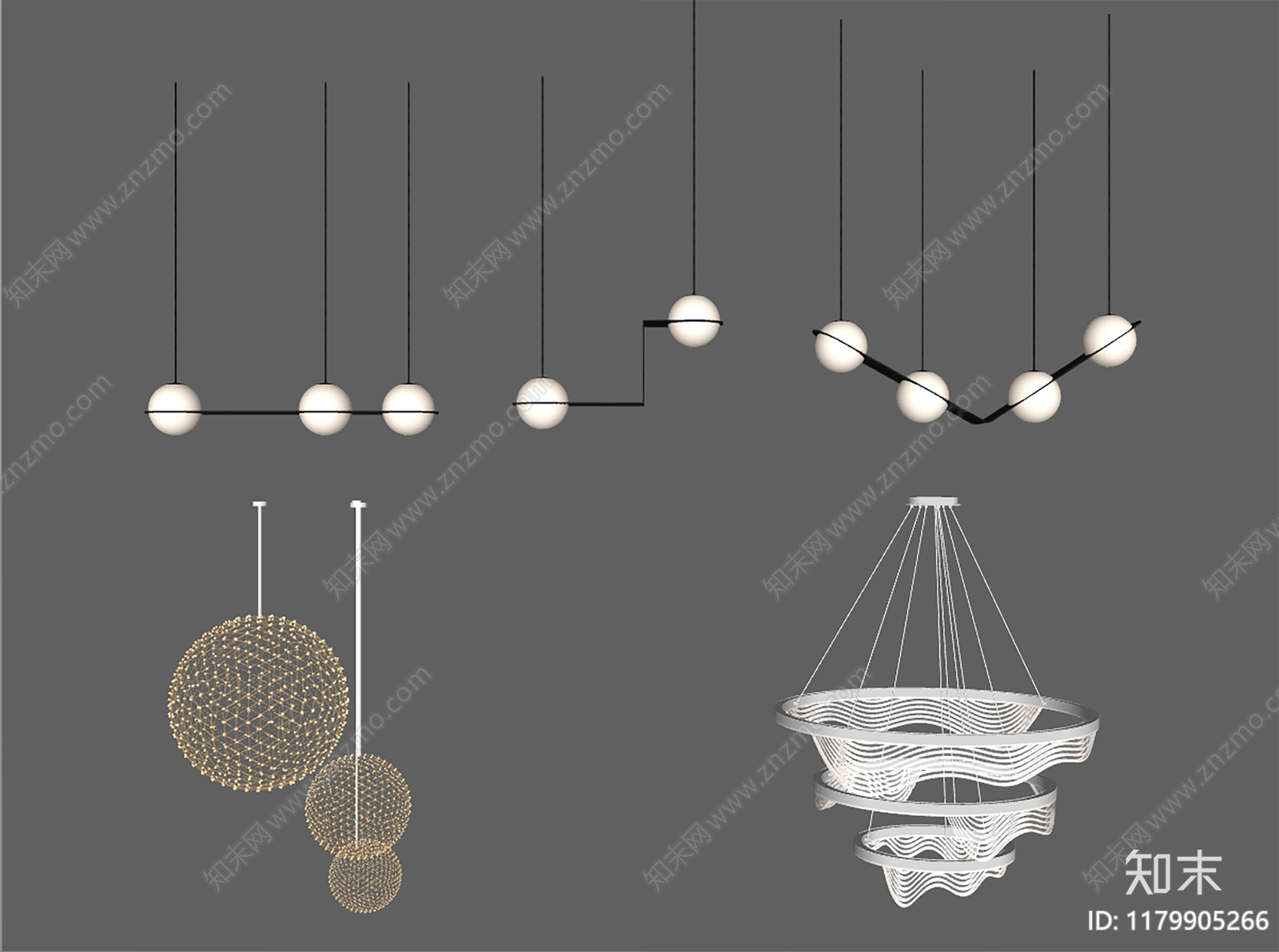 现代吊灯SU模型下载【ID:1179905266】