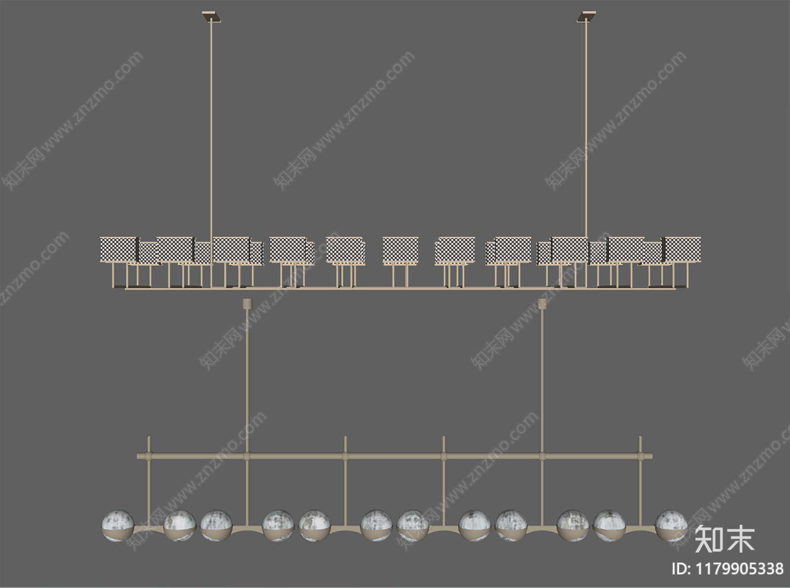 现代吊灯SU模型下载【ID:1179905338】