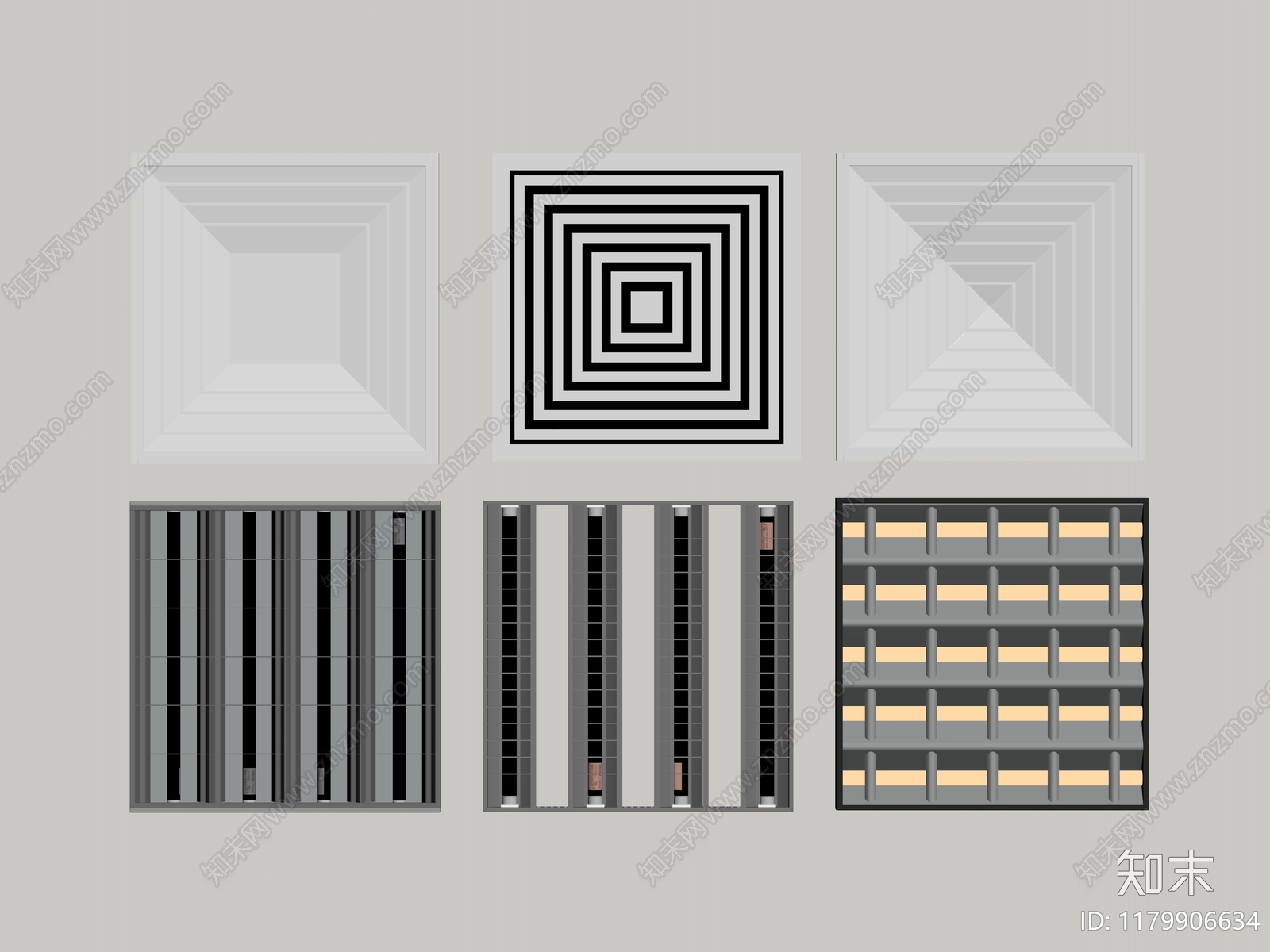 现代格栅灯SU模型下载【ID:1179906634】