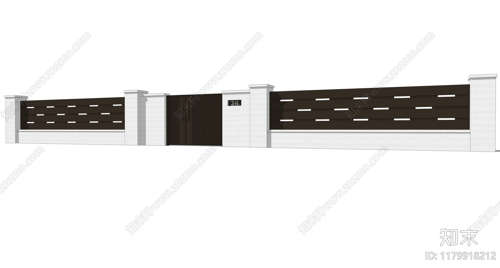 现代简约围墙SU模型下载【ID:1179918212】