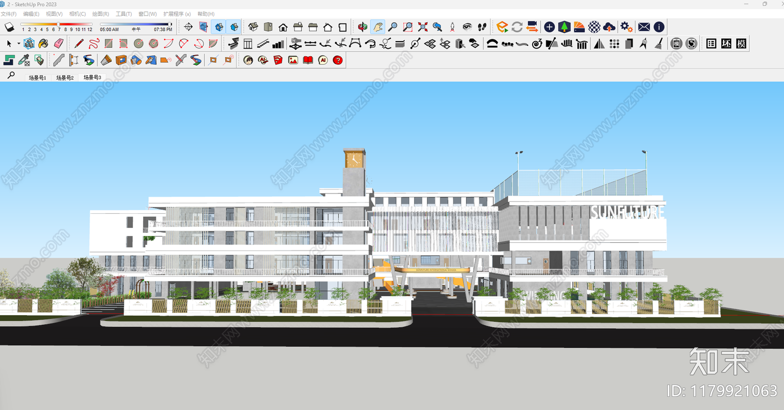 现代学校建筑SU模型下载【ID:1179921063】