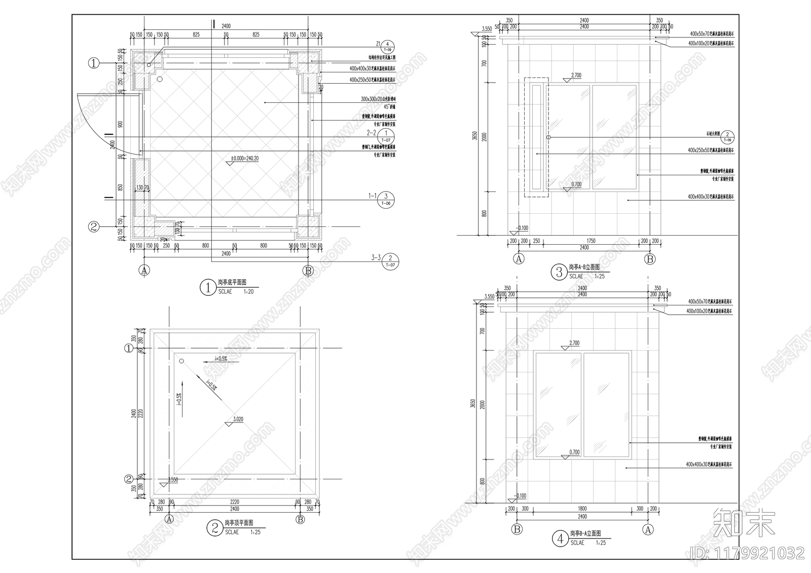 现代门卫室建筑cad施工图下载【ID:1179921032】