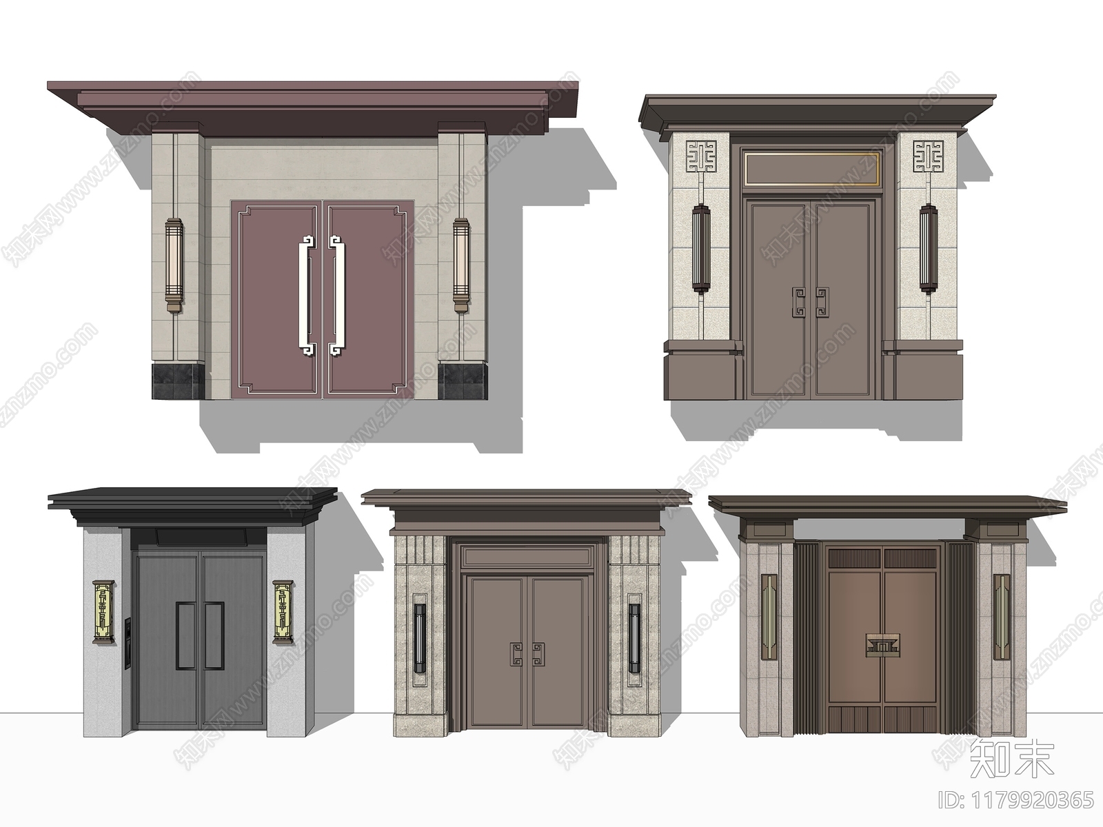 现代新中式庭院门SU模型下载【ID:1179920365】
