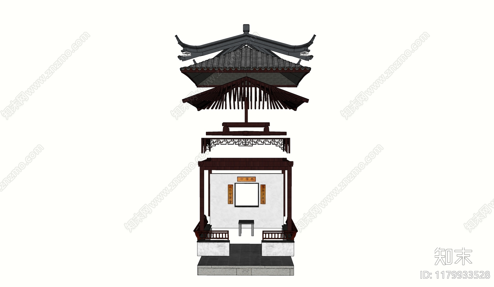 中式中古古建筑SU模型下载【ID:1179933528】