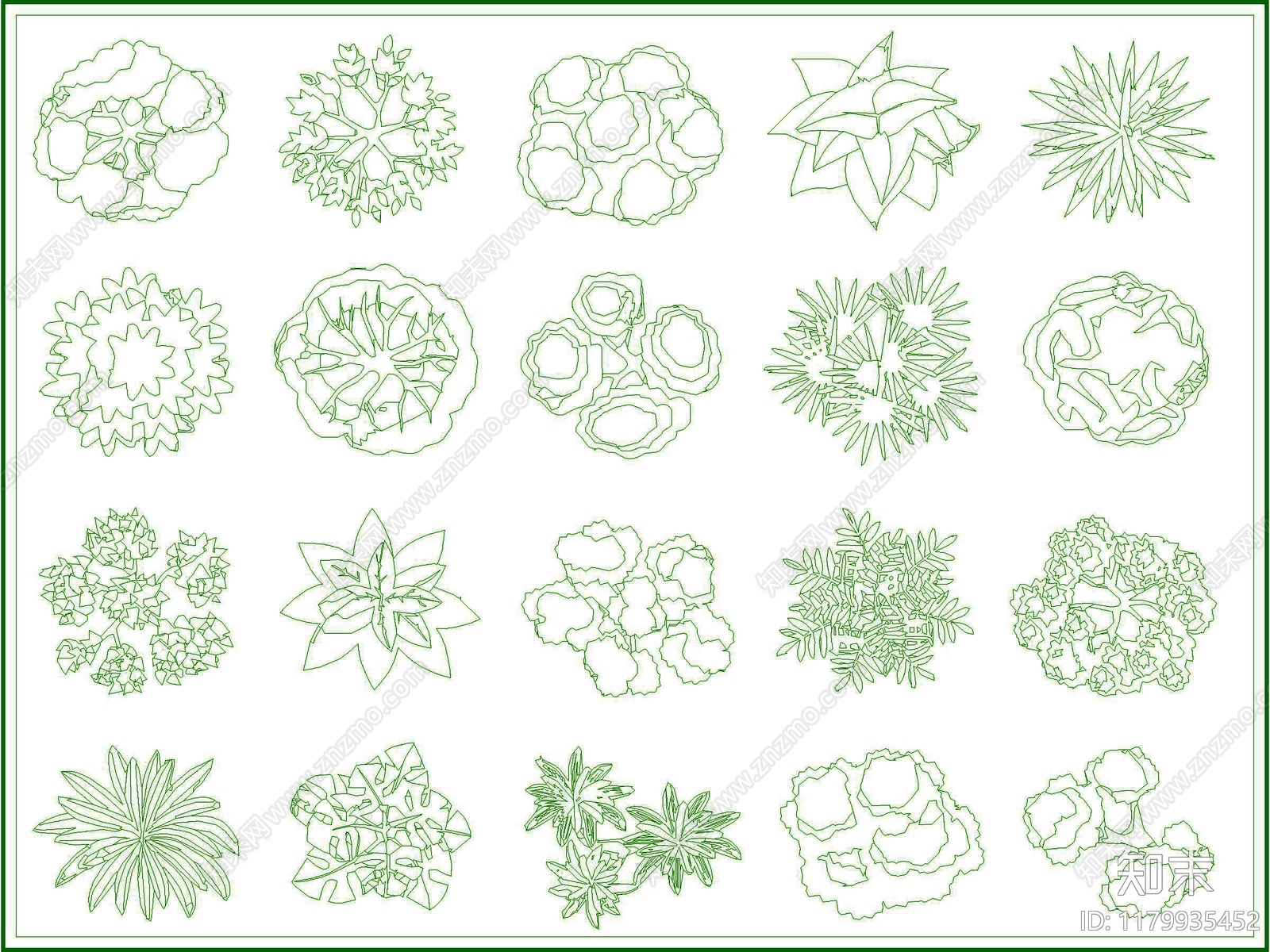 现代综合植物图库cad施工图下载【ID:1179935452】