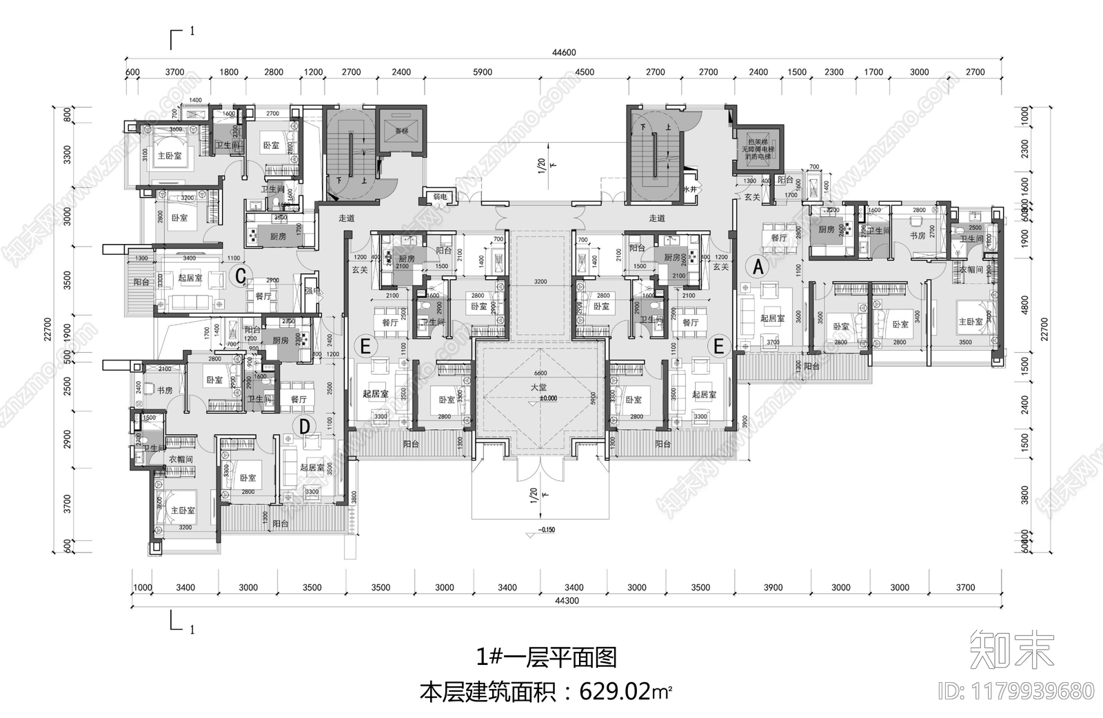 现代极简住宅楼建筑施工图下载【ID:1179939680】