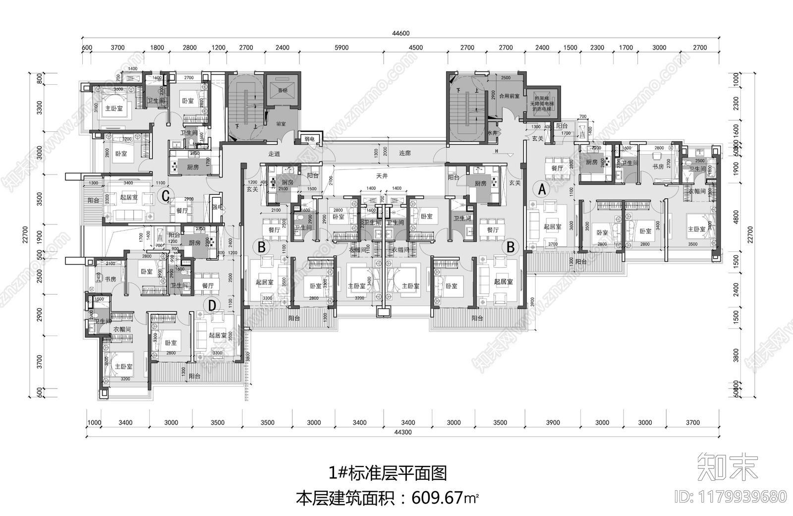 现代极简住宅楼建筑施工图下载【ID:1179939680】