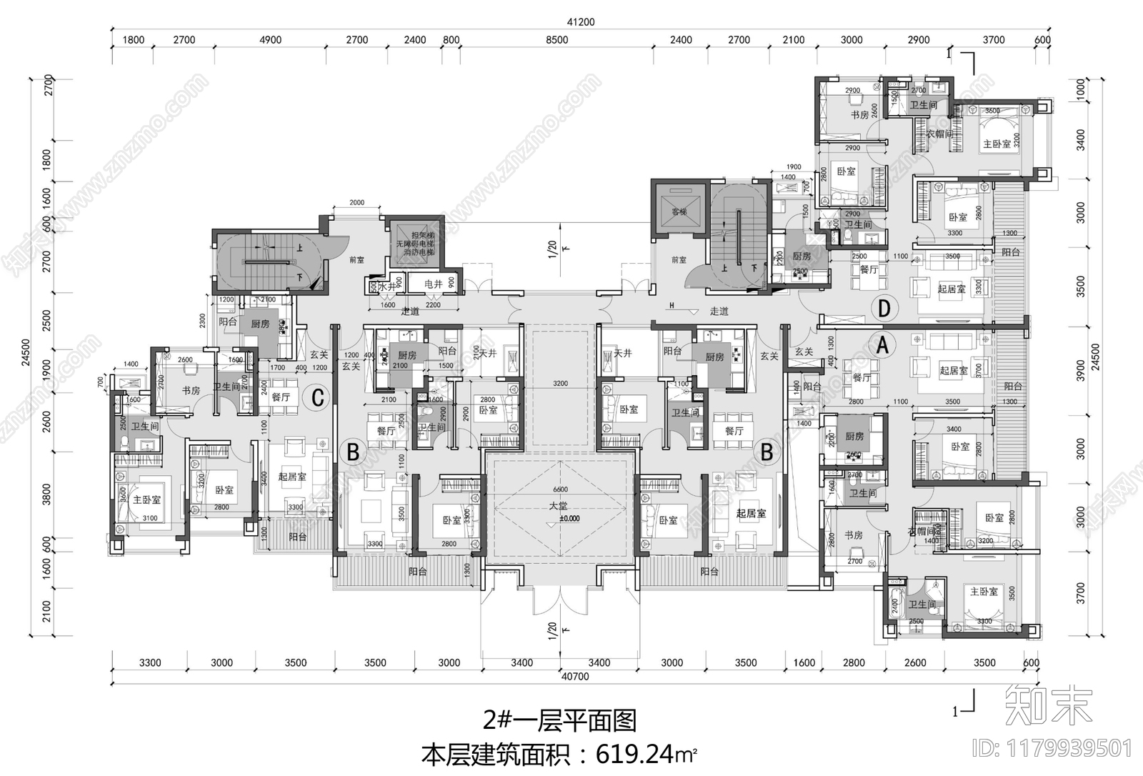 现代极简住宅楼建筑施工图下载【ID:1179939501】