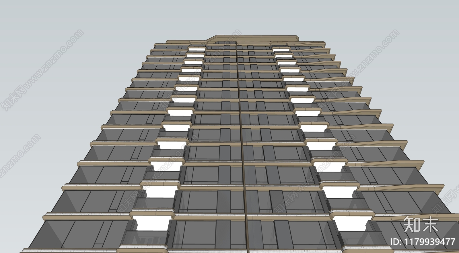 现代轻奢高层住宅SU模型下载【ID:1179939477】
