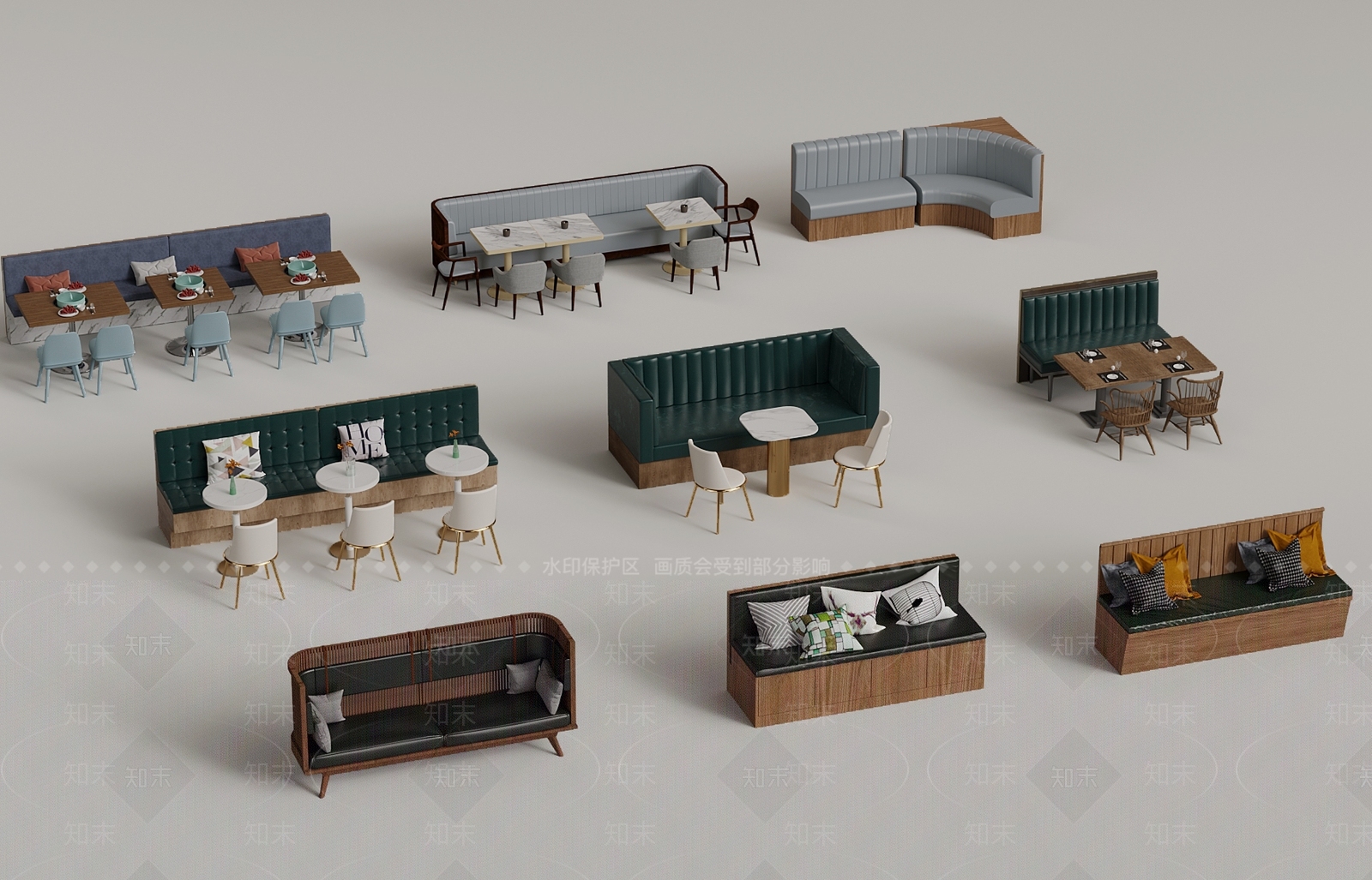现代卡座沙发3D模型下载【ID:1179942774】
