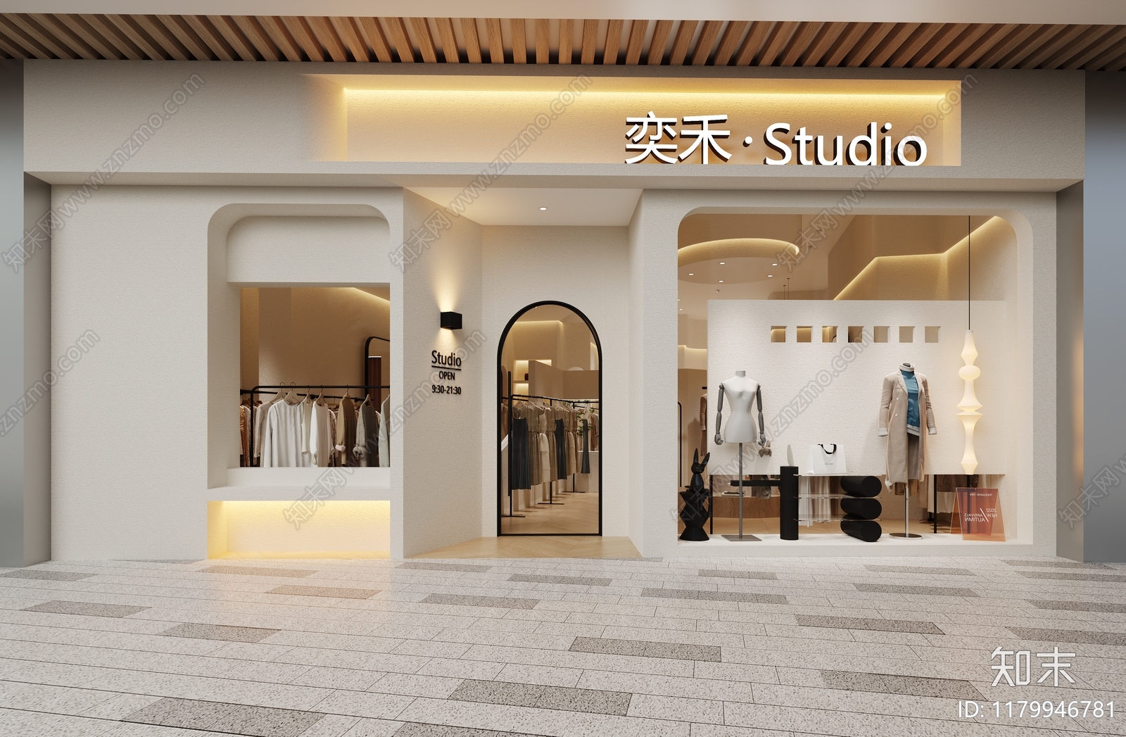 奶油现代服装店3D模型下载【ID:1179946781】