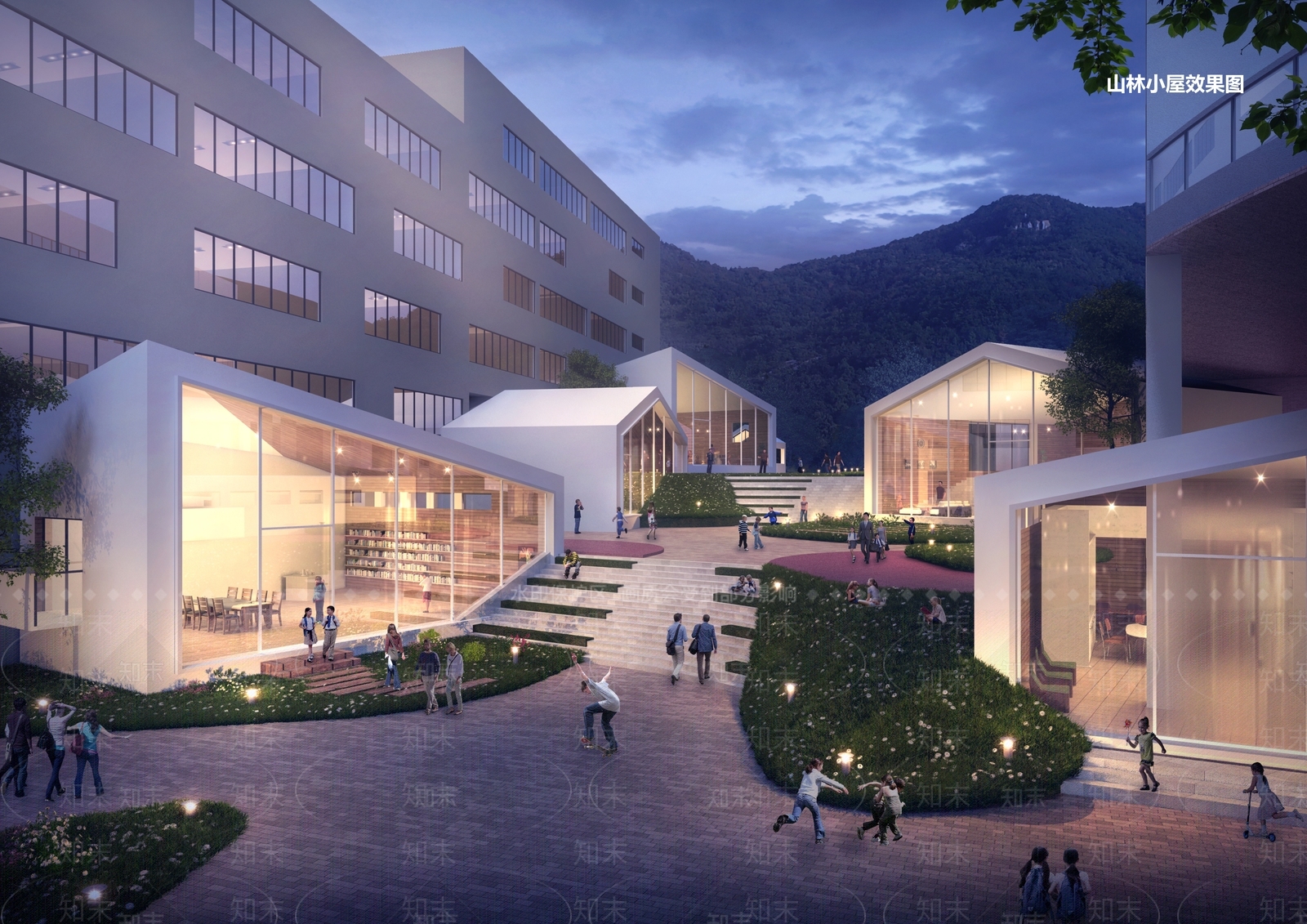 现代简约学校建筑SU模型下载【ID:1179955014】