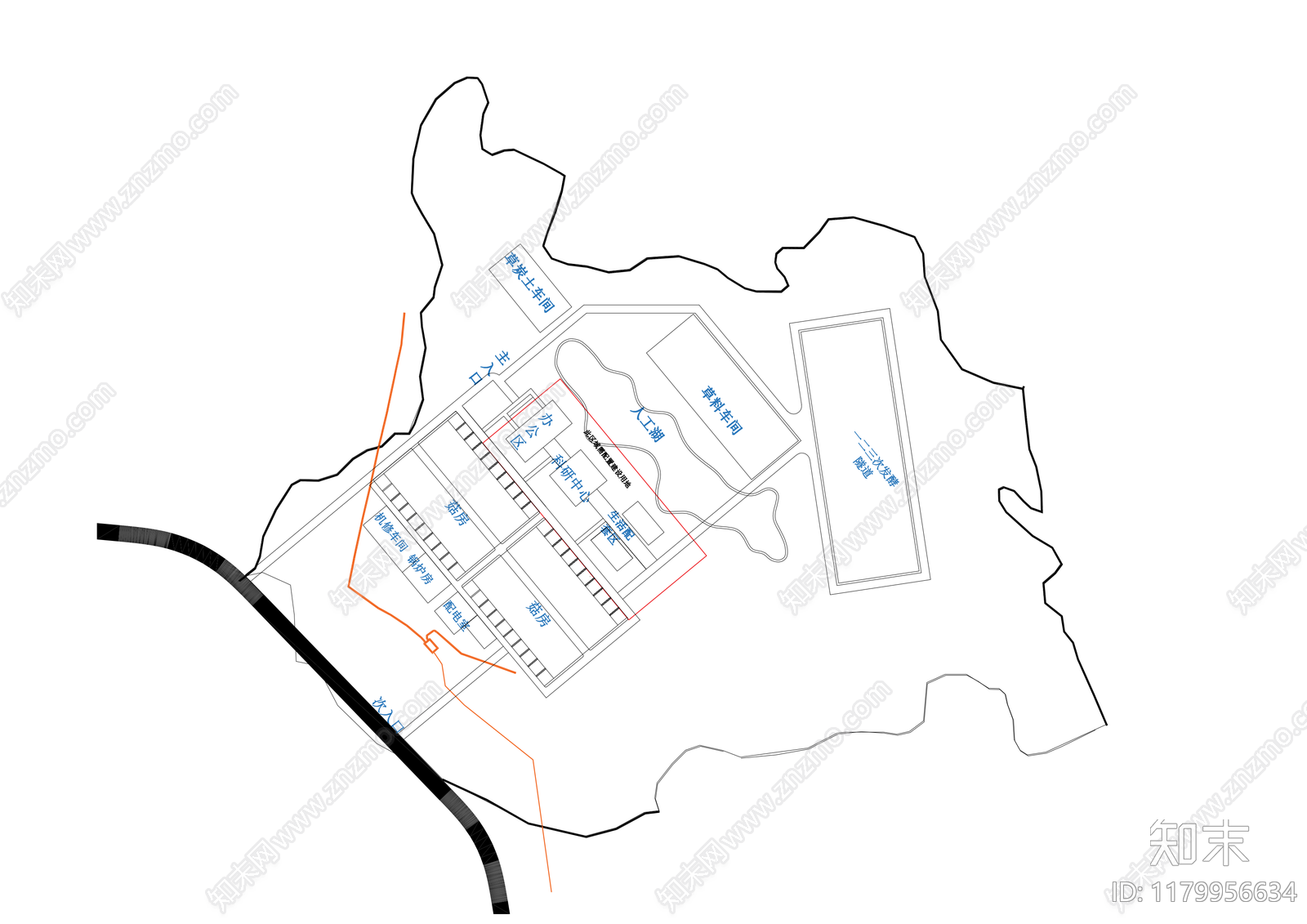 现代产业园建筑施工图下载【ID:1179956634】