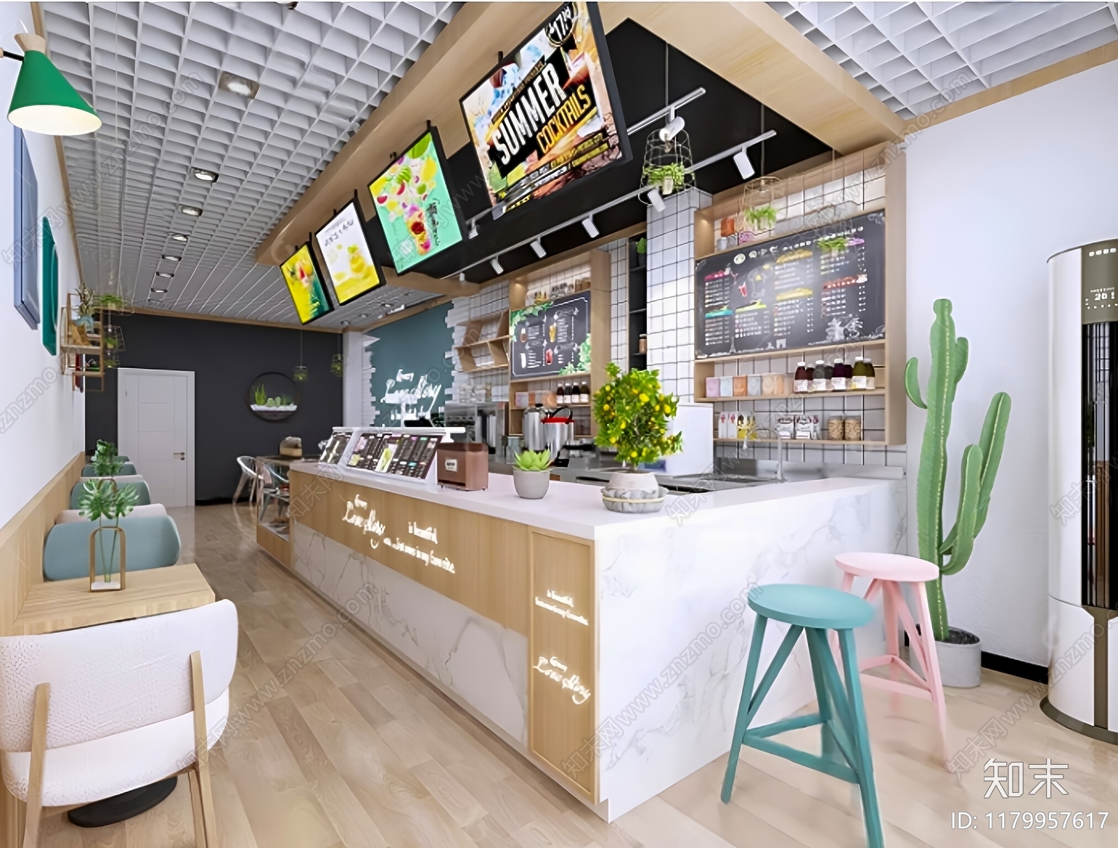 现代奶茶店3D模型下载【ID:1179957617】