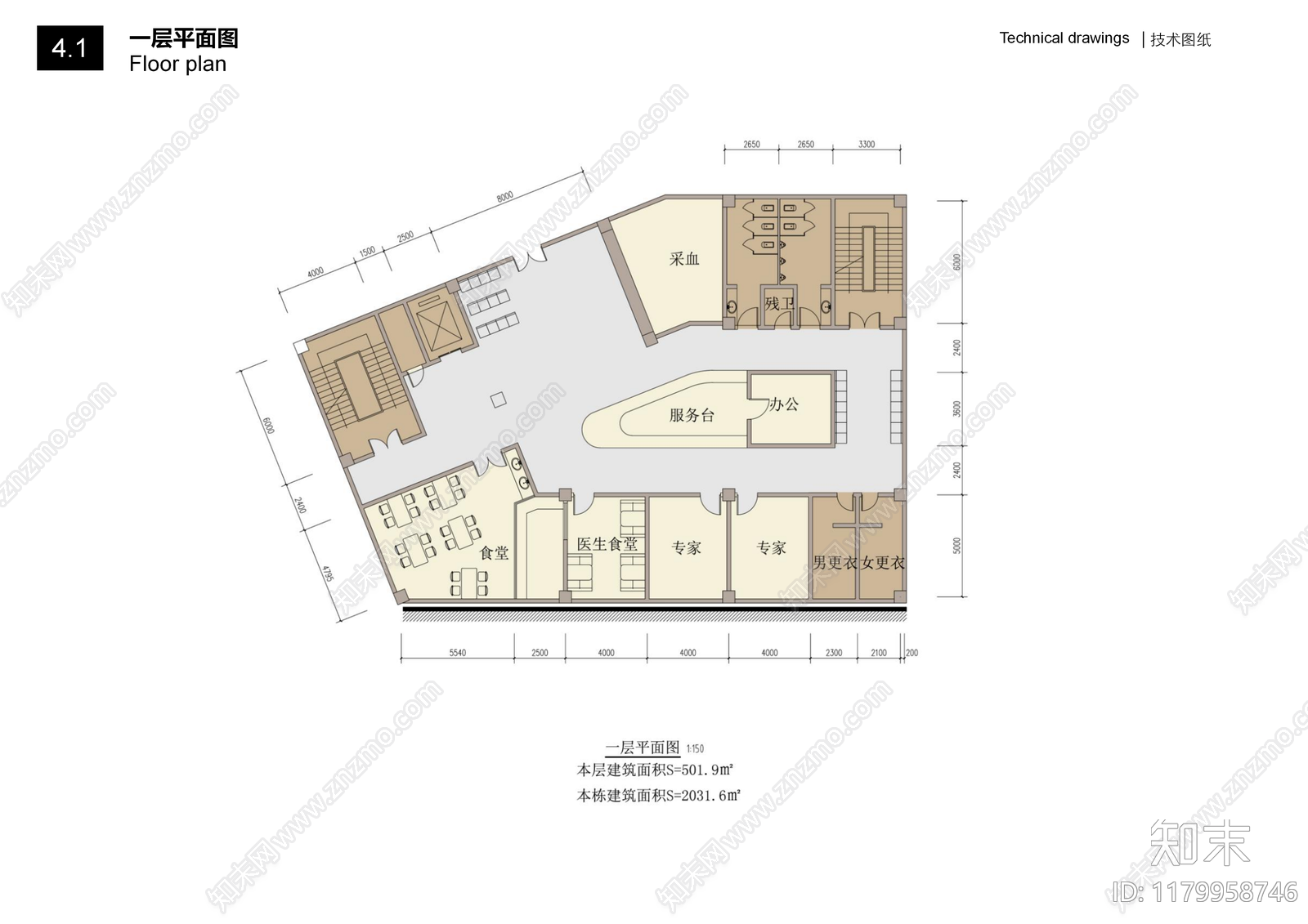 现代医院建筑cad施工图下载【ID:1179958746】