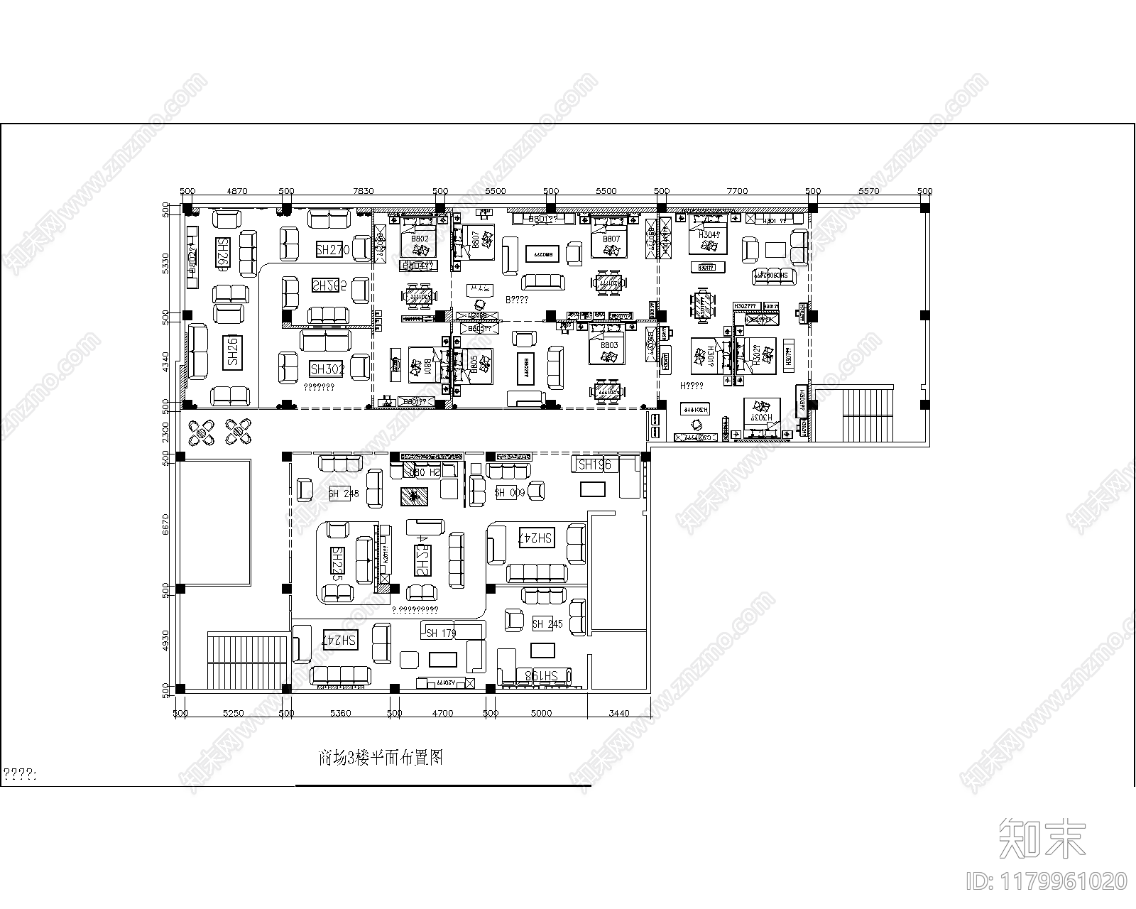 现代商场cad施工图下载【ID:1179961020】