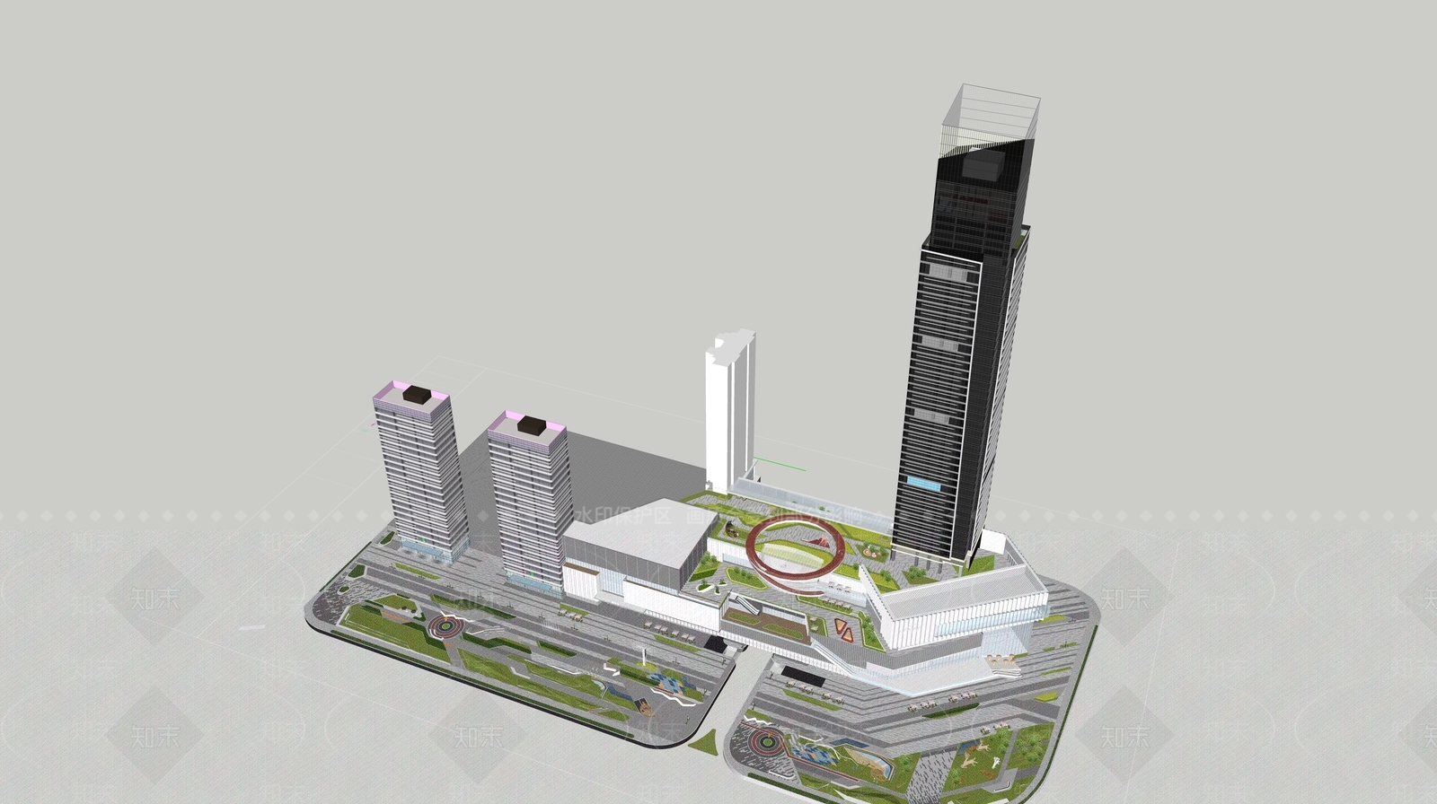 现代商场建筑SU模型下载【ID:1179969877】