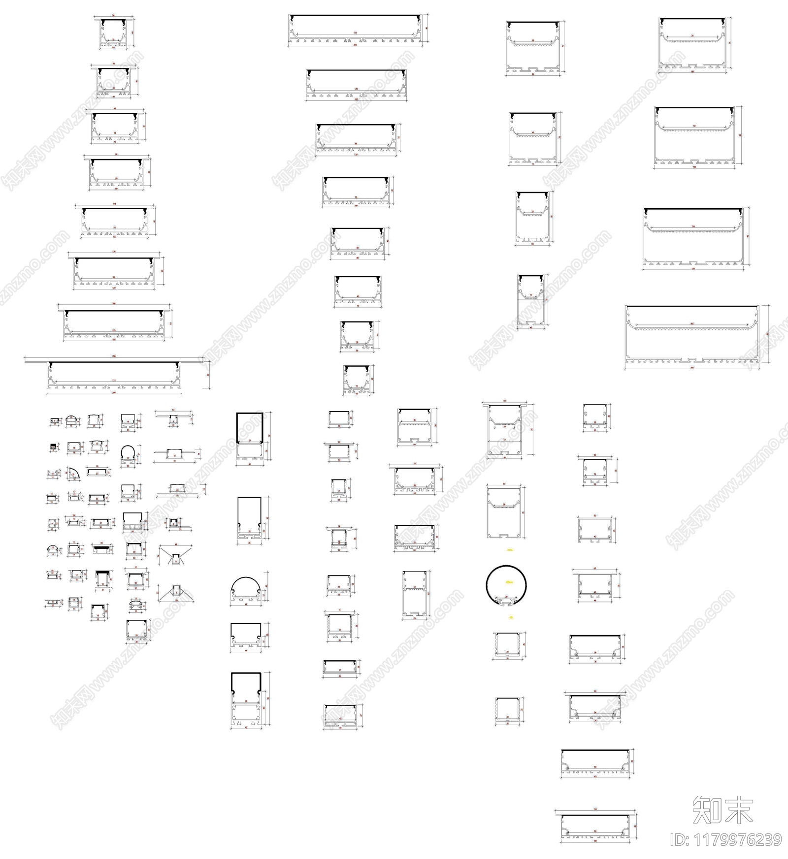 现代灯具图库cad施工图下载【ID:1179976239】