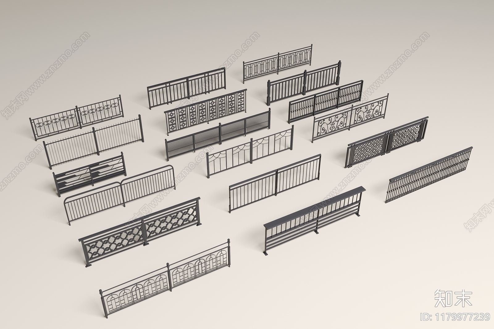 现代栏杆3D模型下载【ID:1179977239】