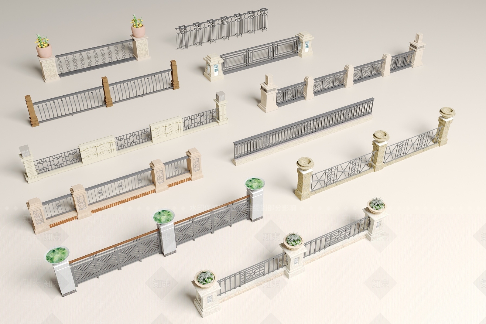欧式栏杆3D模型下载【ID:1179978024】