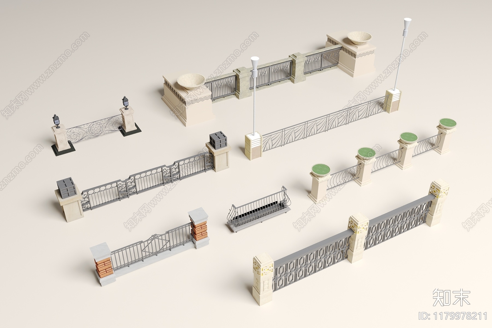 中式栏杆3D模型下载【ID:1179978211】