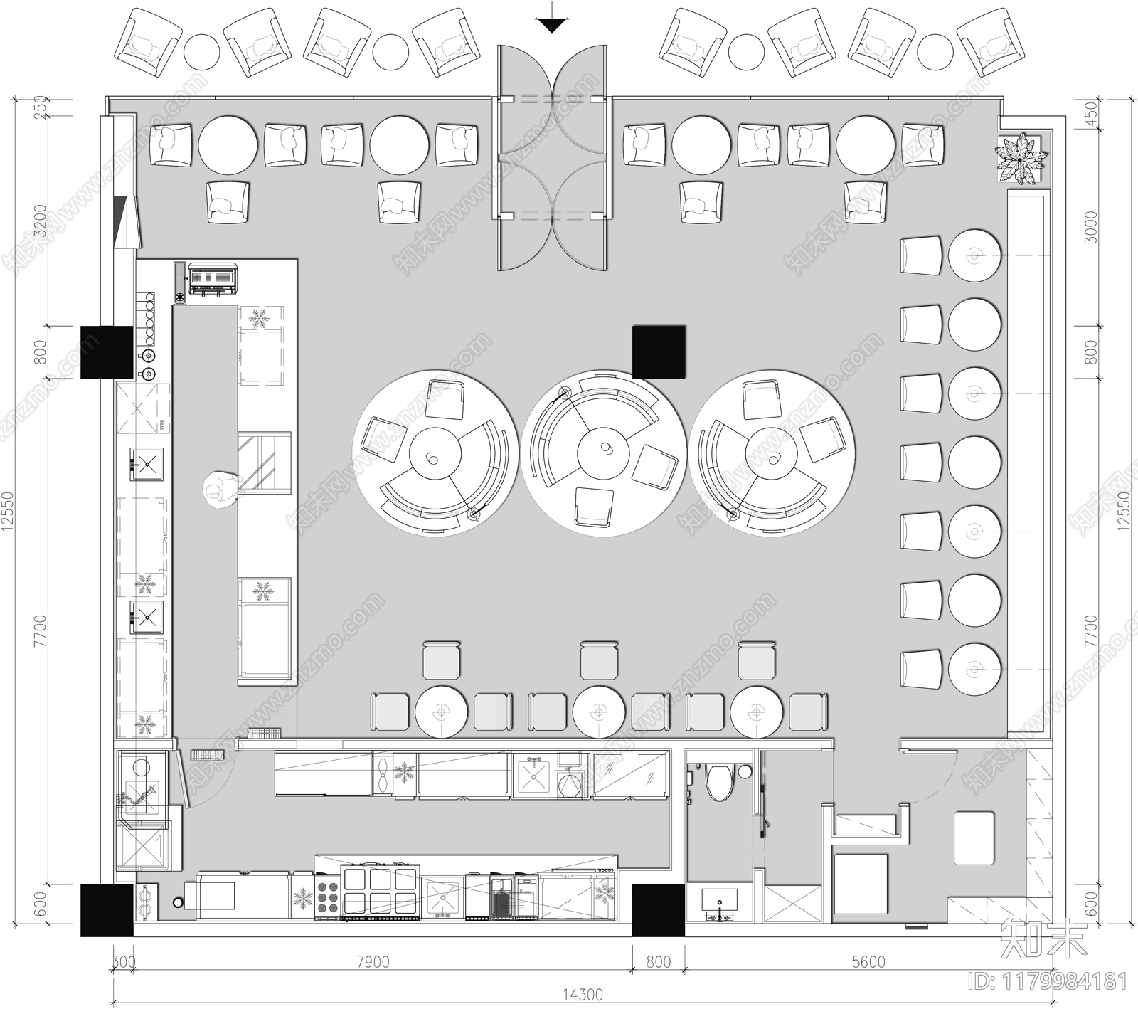 现代咖啡厅施工图下载【ID:1179984181】