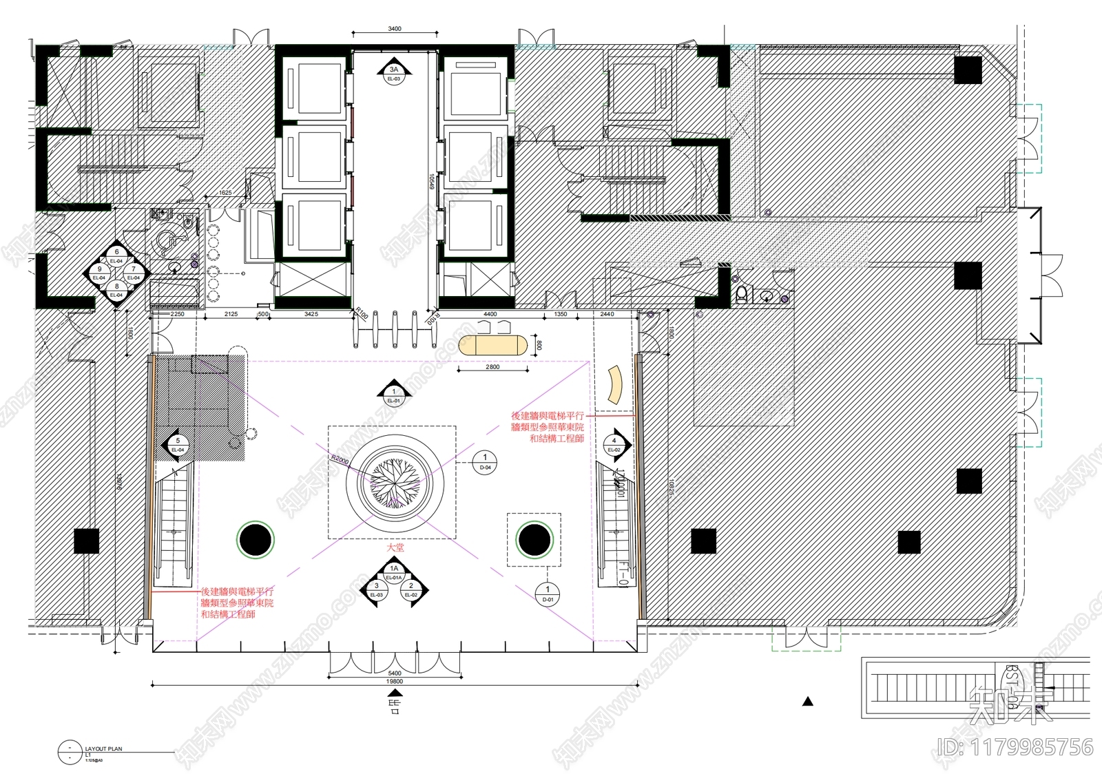 办公大堂施工图下载【ID:1179985756】