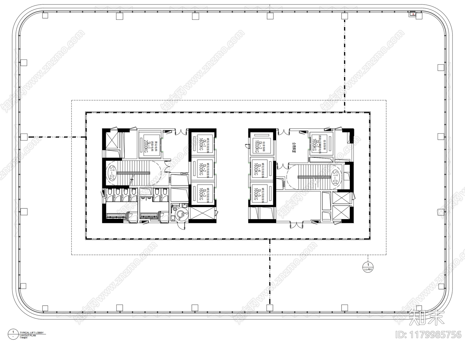 办公大堂施工图下载【ID:1179985756】