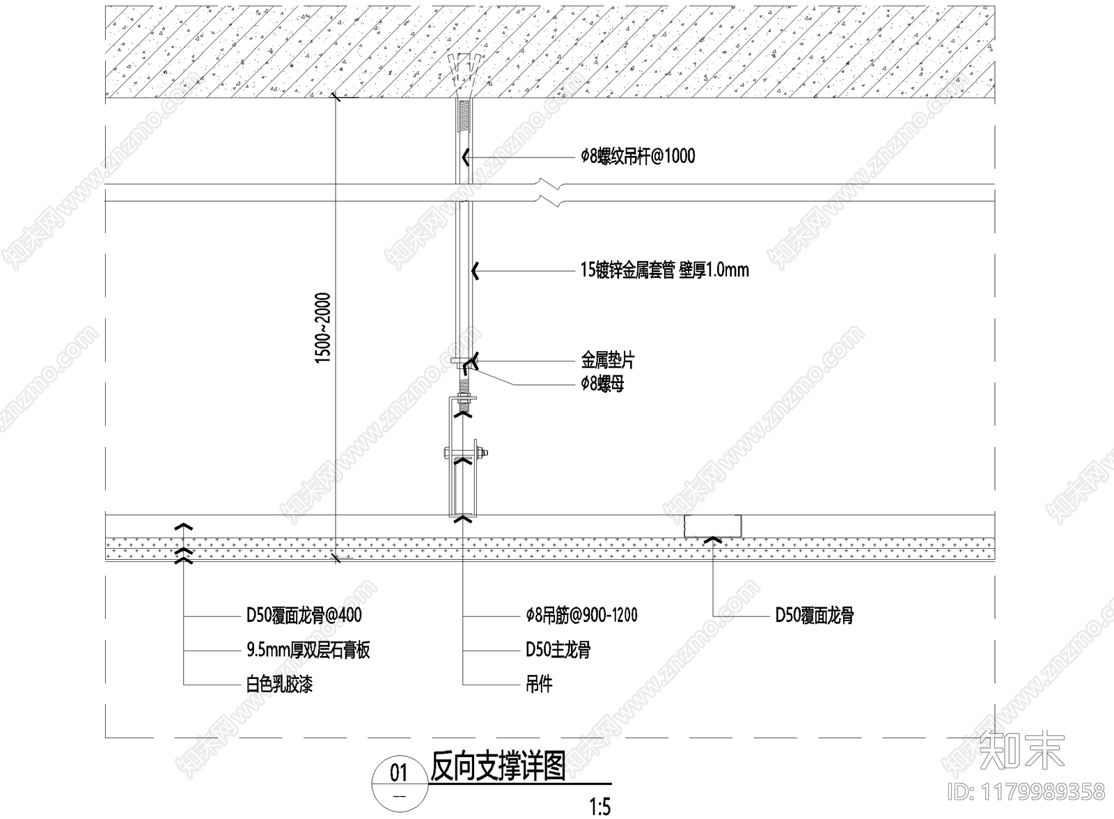 吊顶节点cad施工图下载【ID:1179989358】