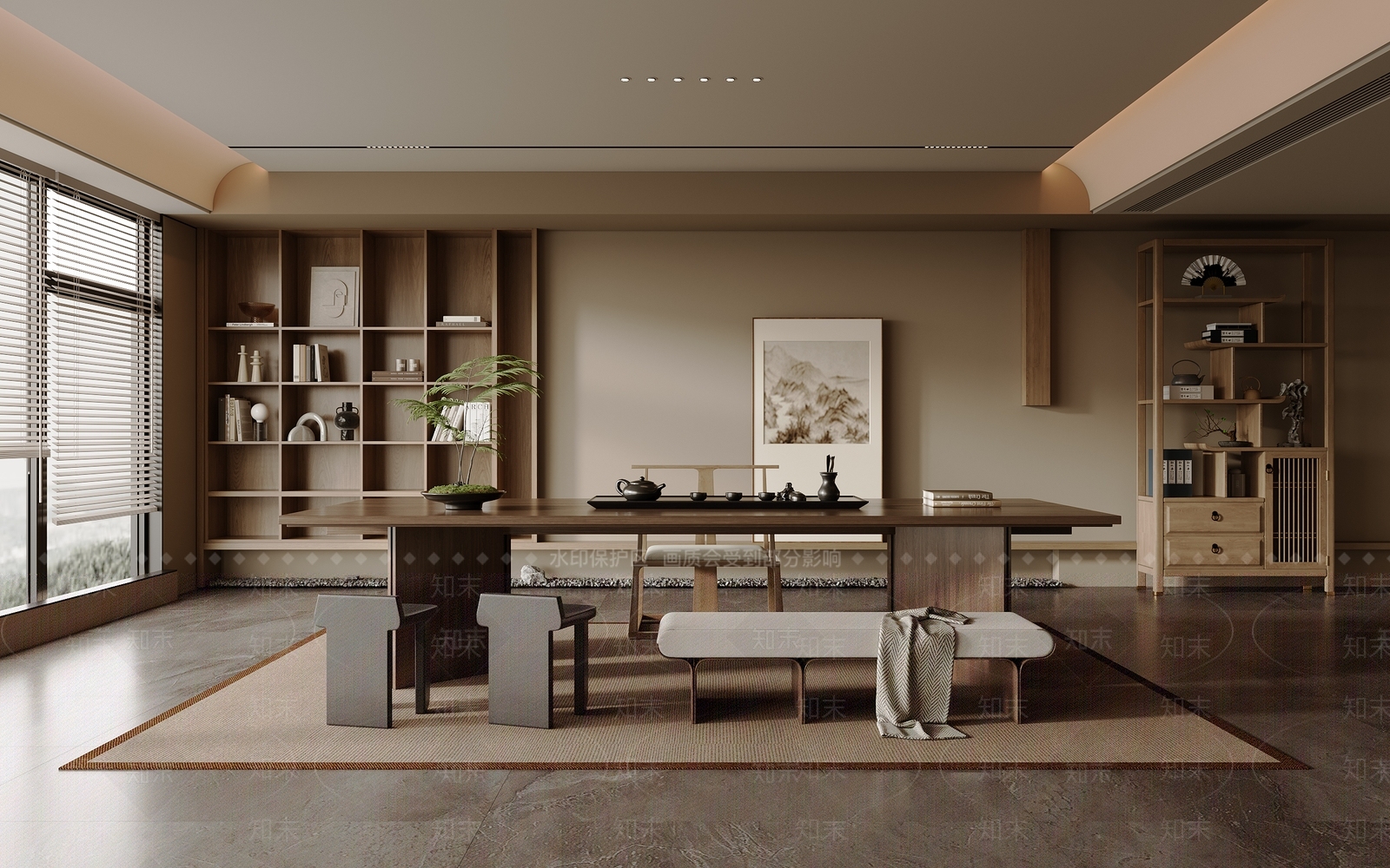 新中式茶室3D模型下载【ID:1179997160】