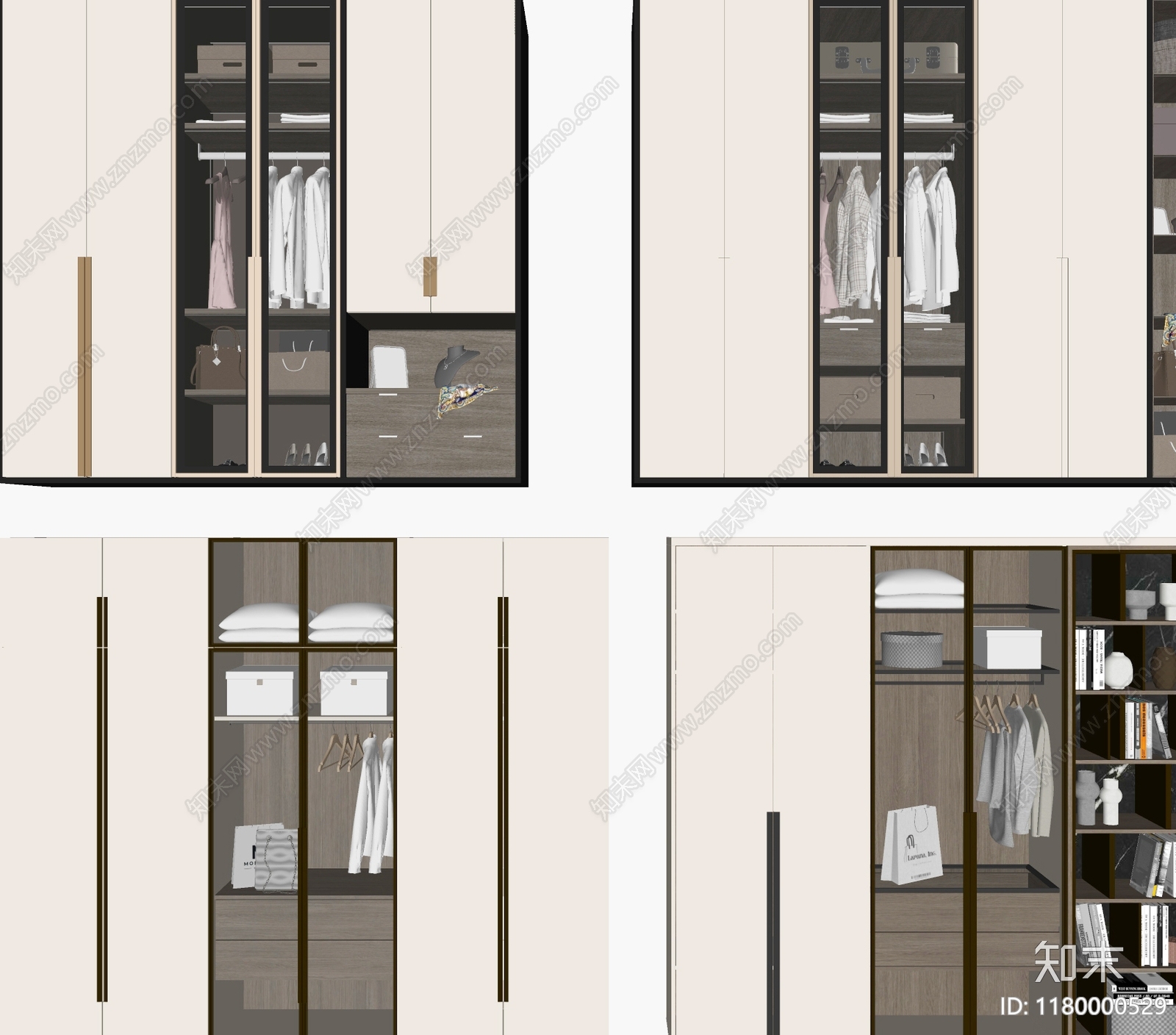 现代衣柜SU模型下载【ID:1180000529】