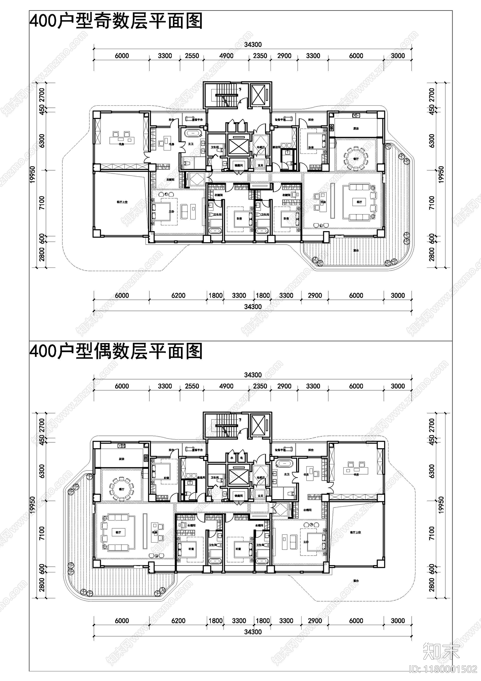 现代住宅楼建筑cad施工图下载【ID:1180001502】