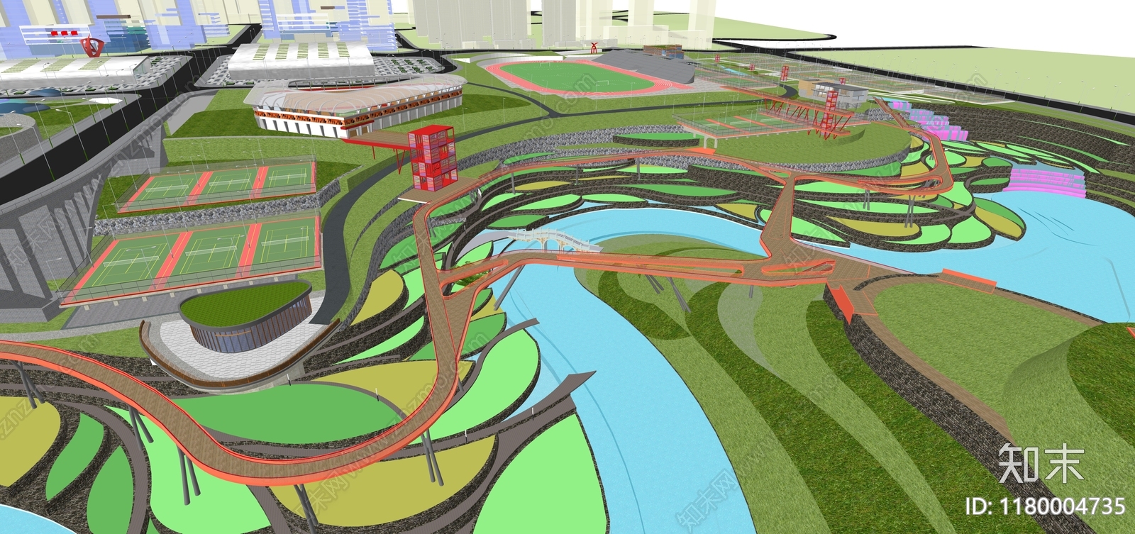 现代体育公园SU模型下载【ID:1180004735】