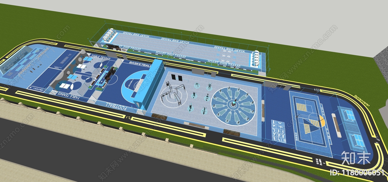 新中式体育公园SU模型下载【ID:1180006051】