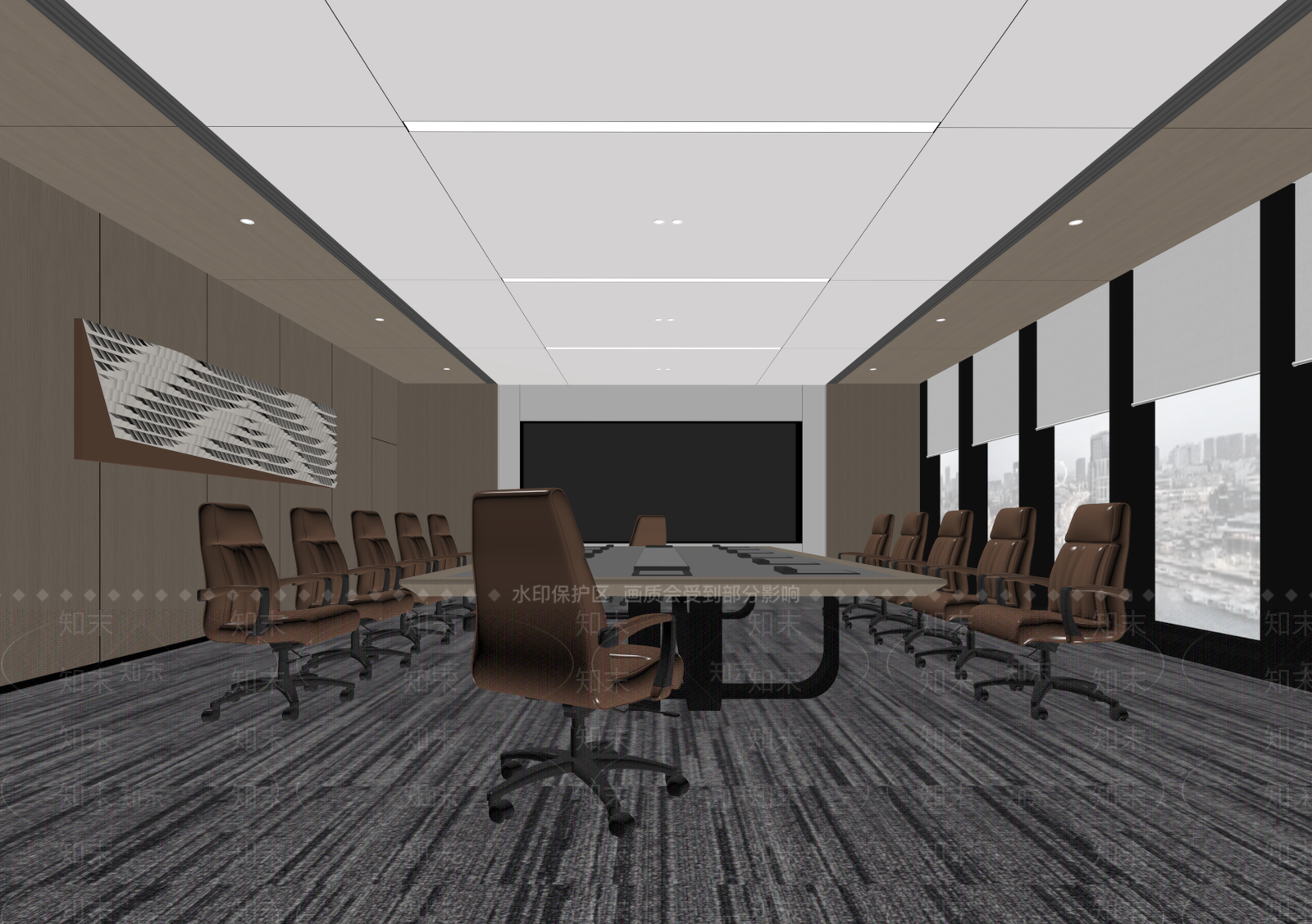 现代新中式会议室SU模型下载【ID:1180006106】